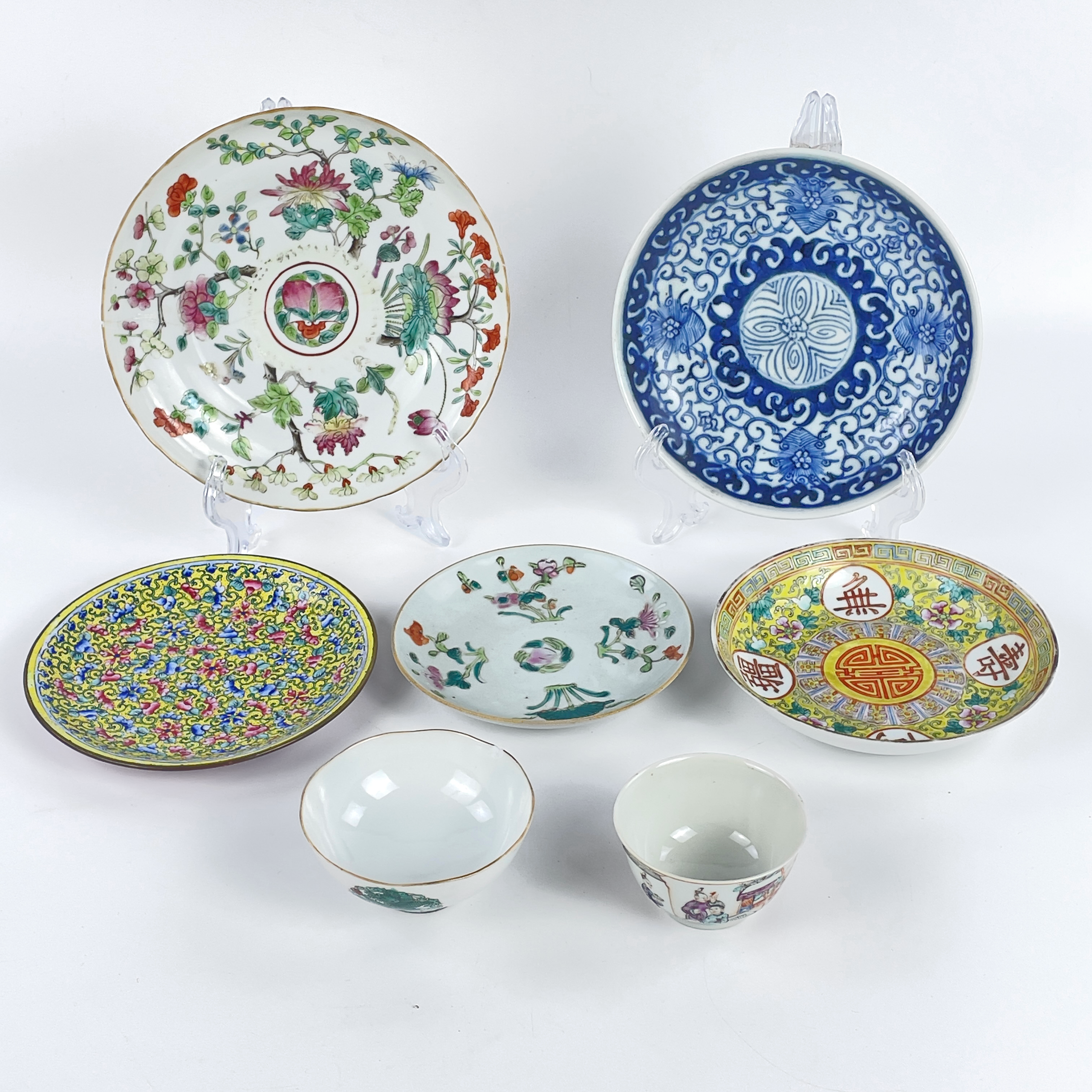 TALLRIKAR, KOPP, SKÅL, 7 delar, Kina, 1800-tal.