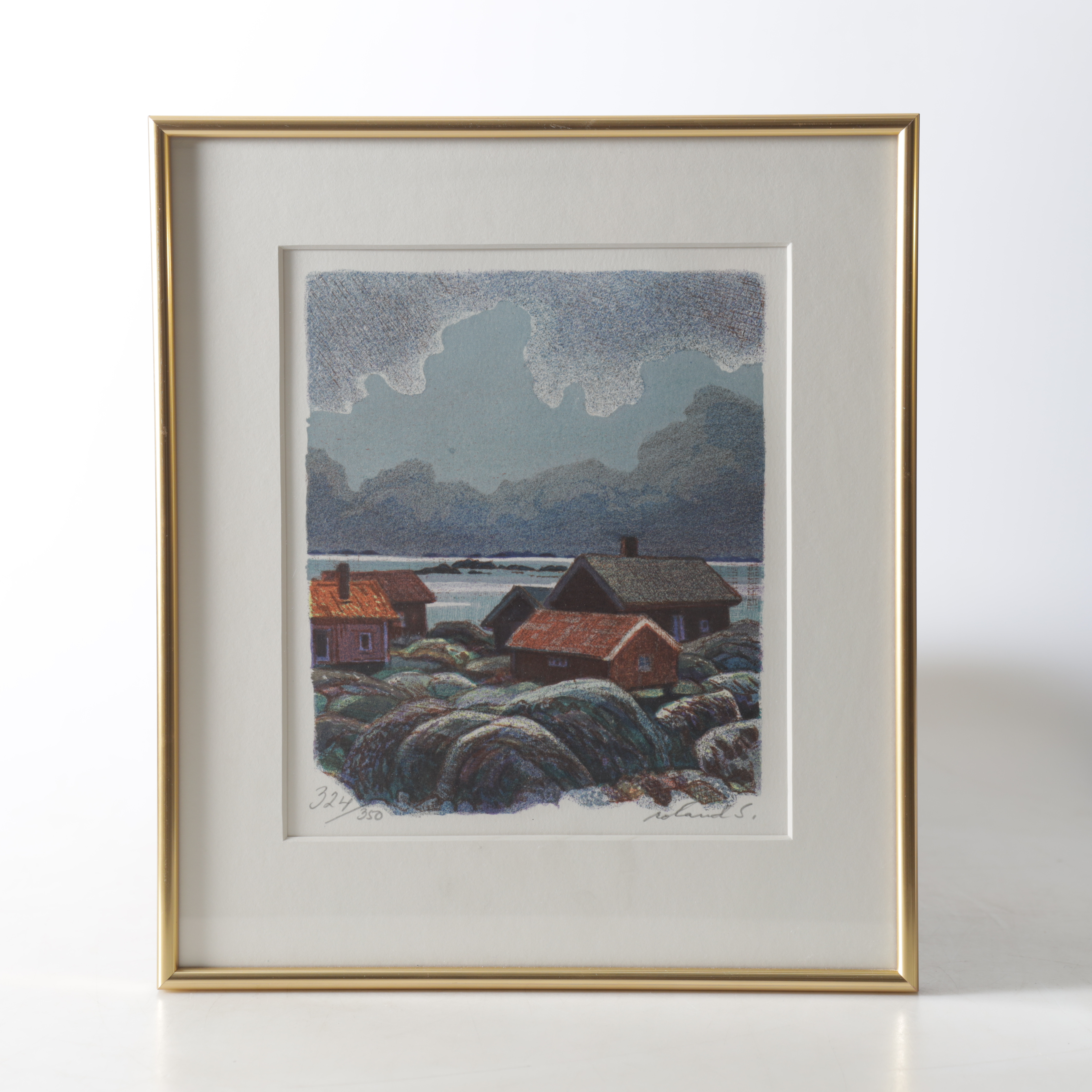 ROLAND SVENSSON. Färglitografi, skärgårdsmotiv, 324/350, signerad.