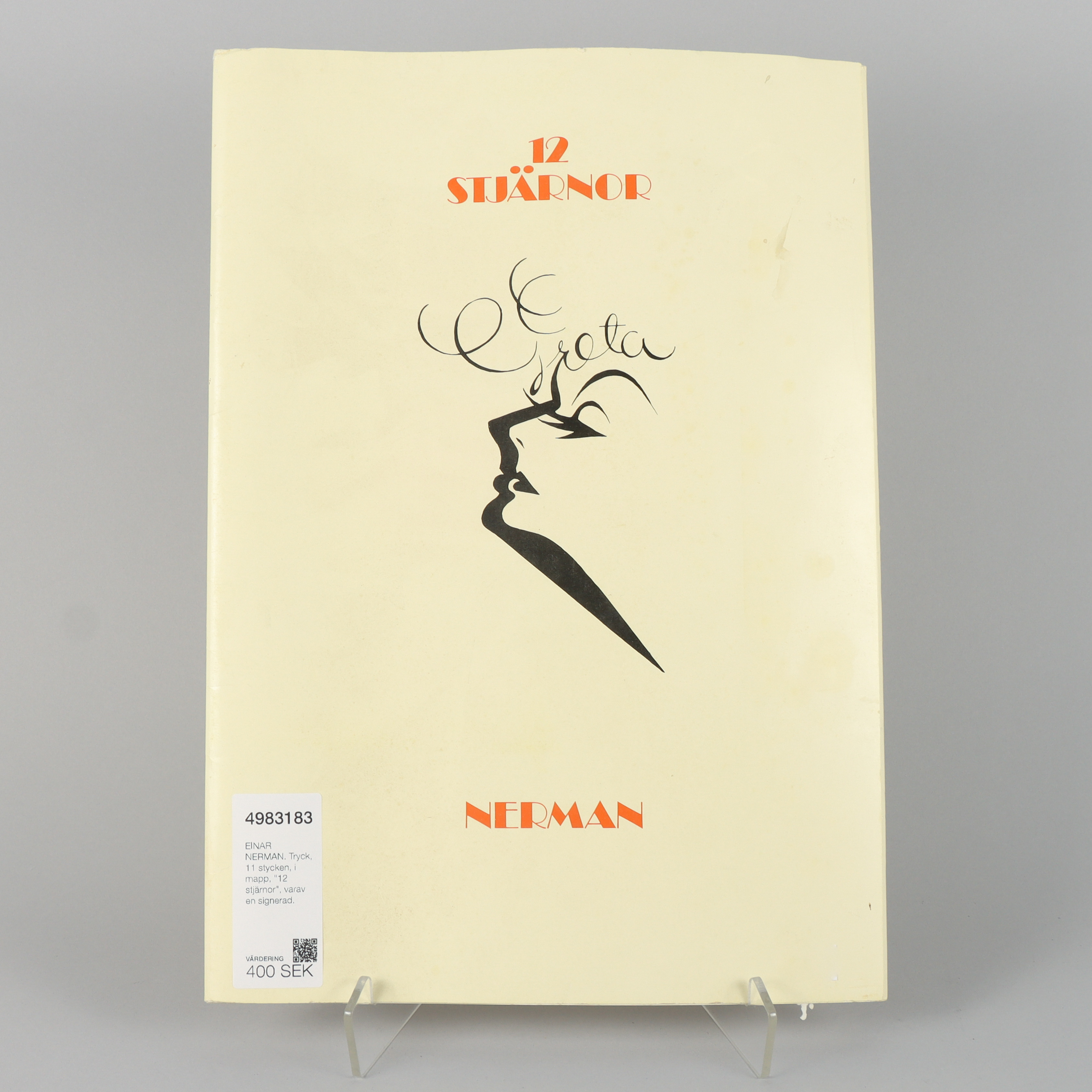 EINAR NERMAN. Tryck, 11 stycken, i mapp, "12 stjärnor", varav en signerad.