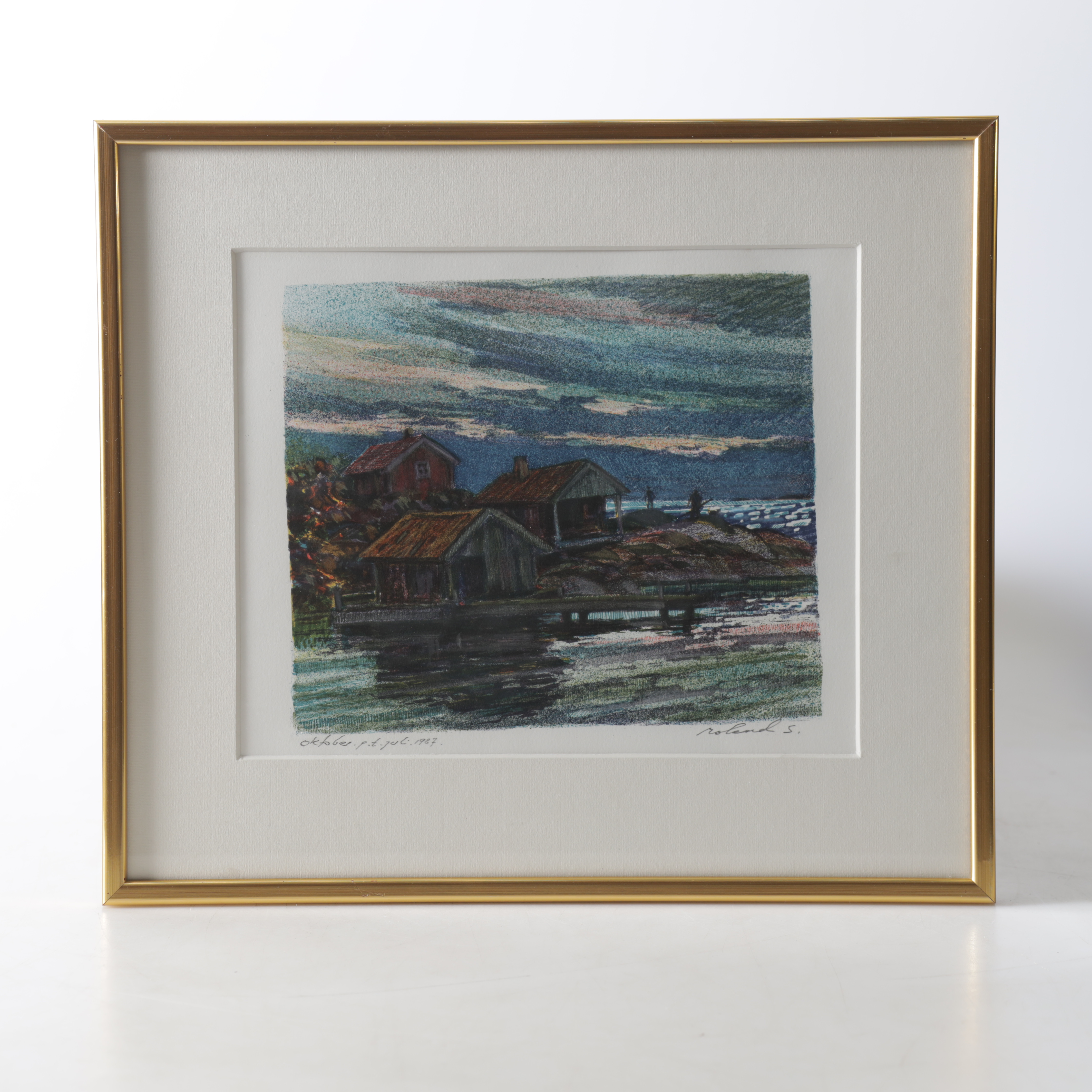 ROLAND SVENSSON. "Oktober", färglitografi, provtryck, daterad juli 1987, signerad.