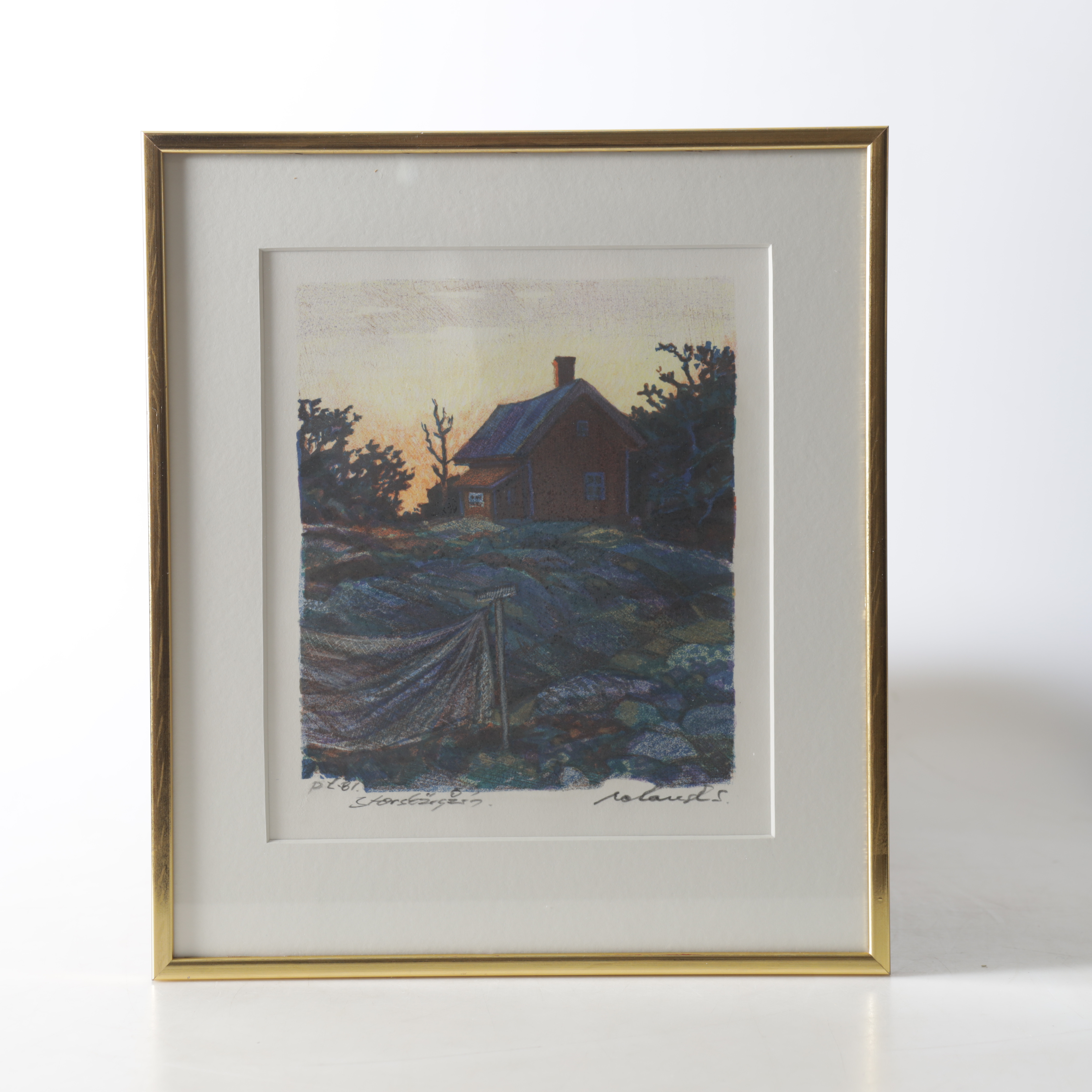 ROLAND SVENSSON. "Storskärgårn", färglitografi, provtryck, daterad -81, signerad.