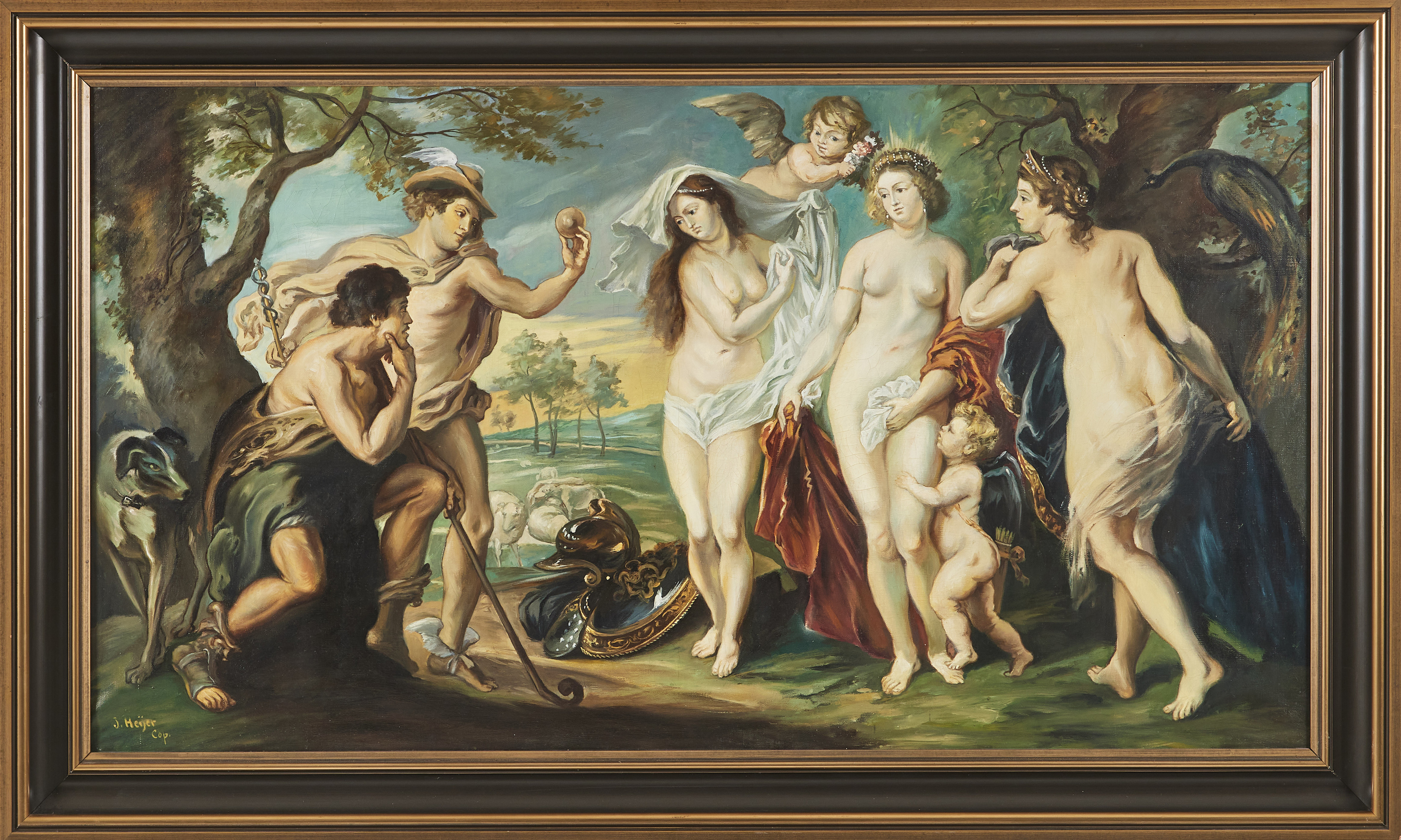JOHAN HEIJER (1876-1961) Antikiserande scen, cop efter äldre mästare, olja på duk, signerad.