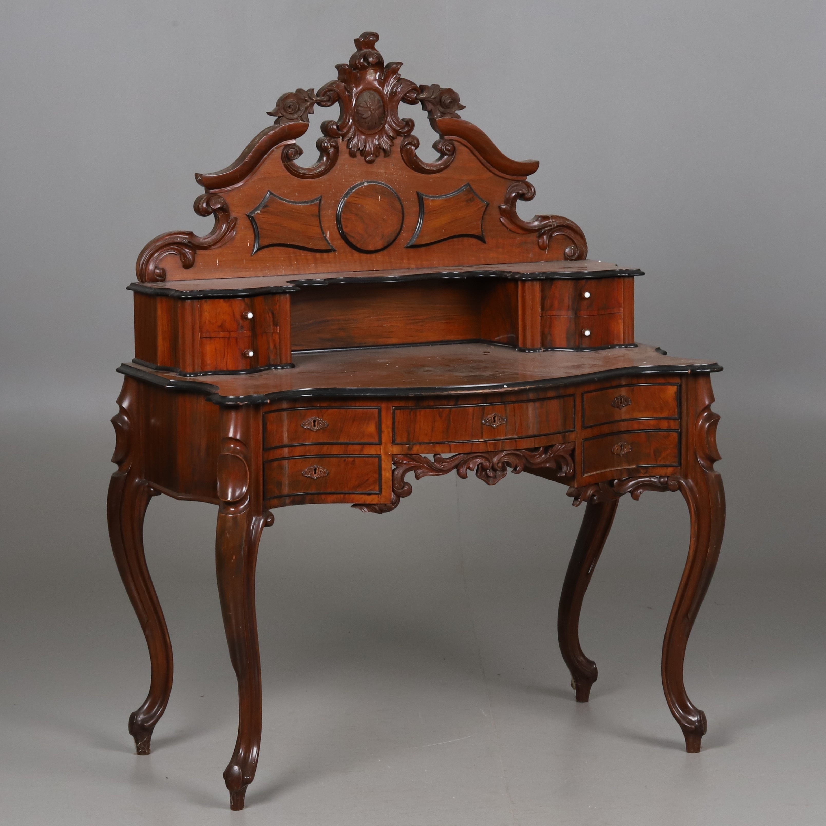 SKRIVBORD, med uppsats, nyrokoko, 1800-talets senare del.