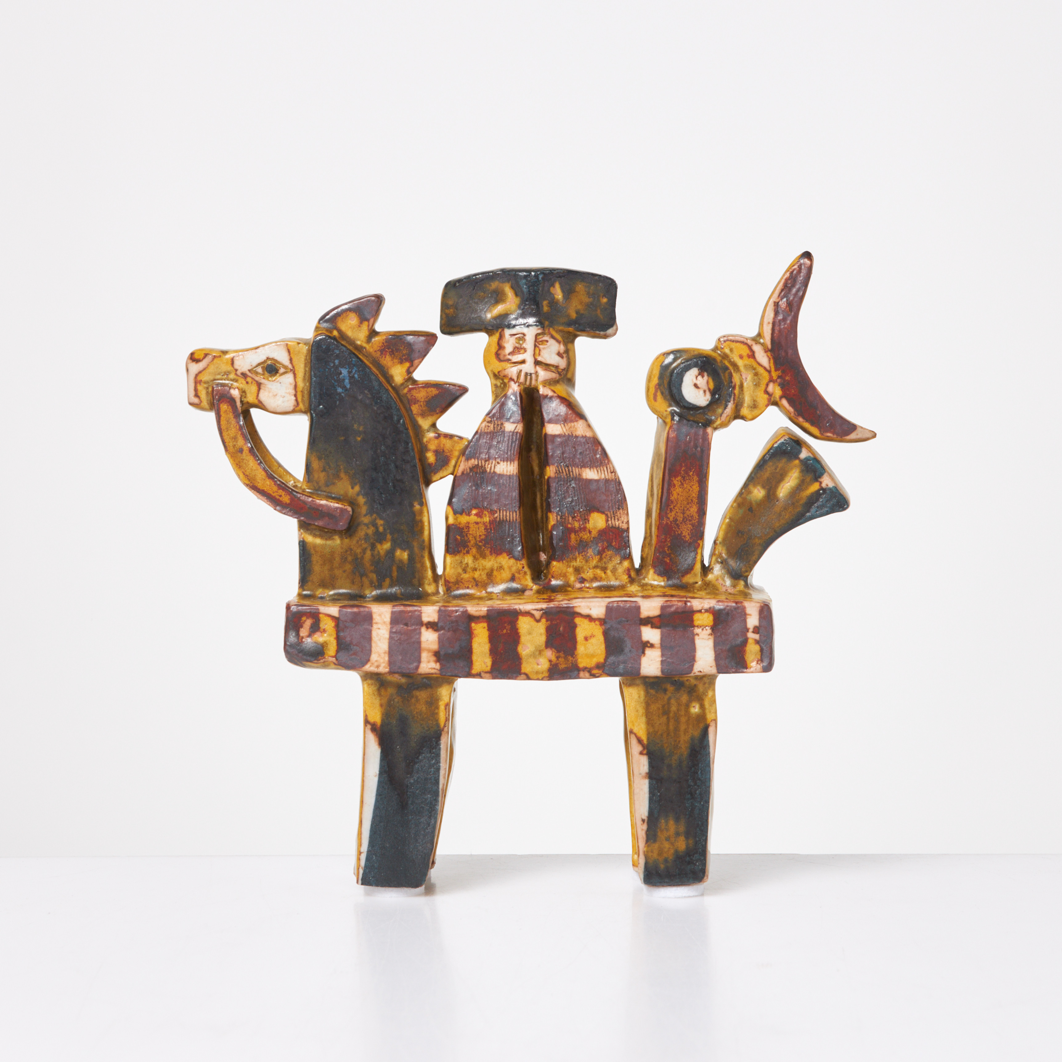 LISA LARSON. Man till häst, Gustavsbergs studio, glaserad, omärkt.