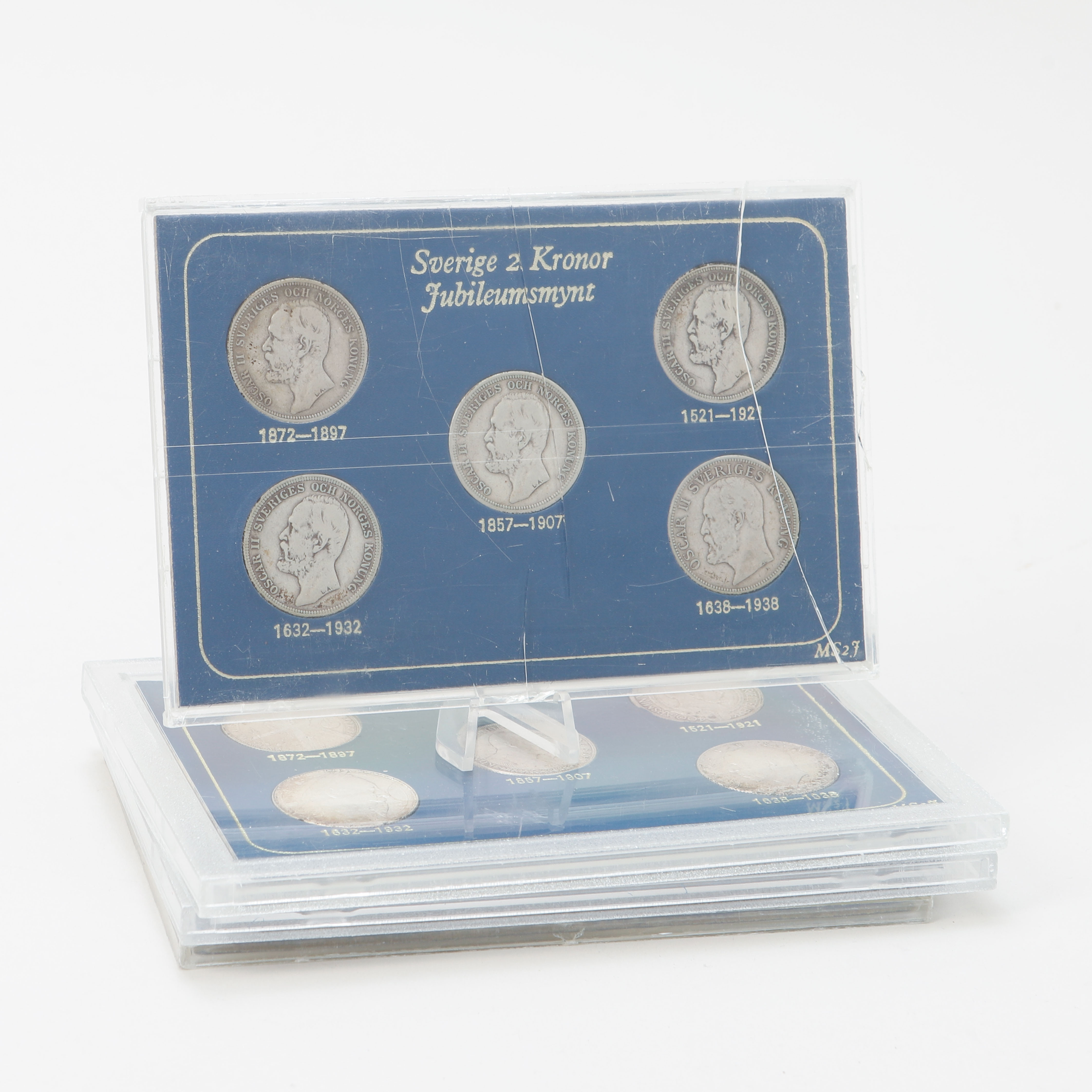 JUBILEUMS/SILVERMYNT, 22 st, Sverige 1897-1962 och MINNESMYNT, 2 st, silver (800), Singapore Airlines.