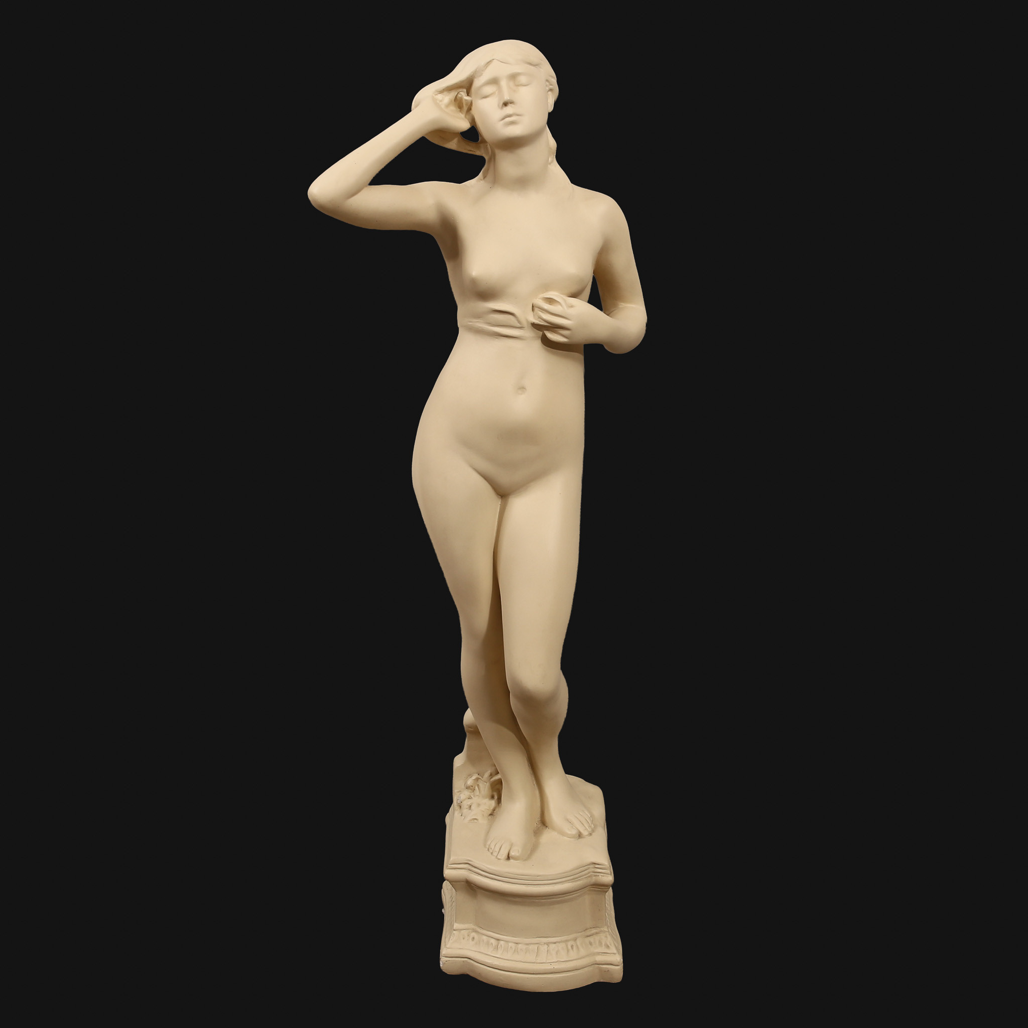 PER HASSELBERG, efter, golvskulptur, föreställande naken gudinna. 1900-talets fjärde kvartal.