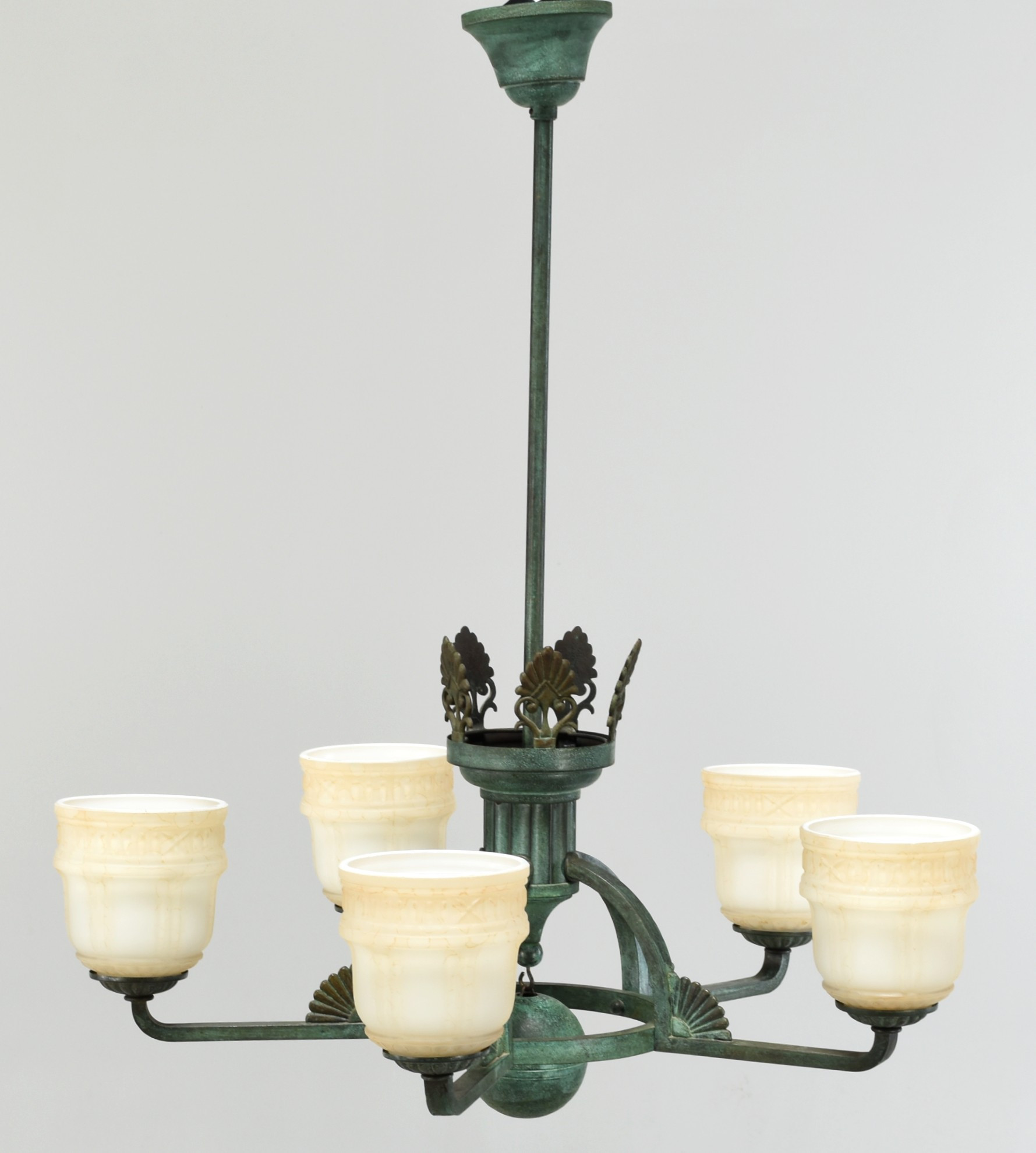TAKLAMPA, Brons och glas, Swedish grace, 1920/30-tal.