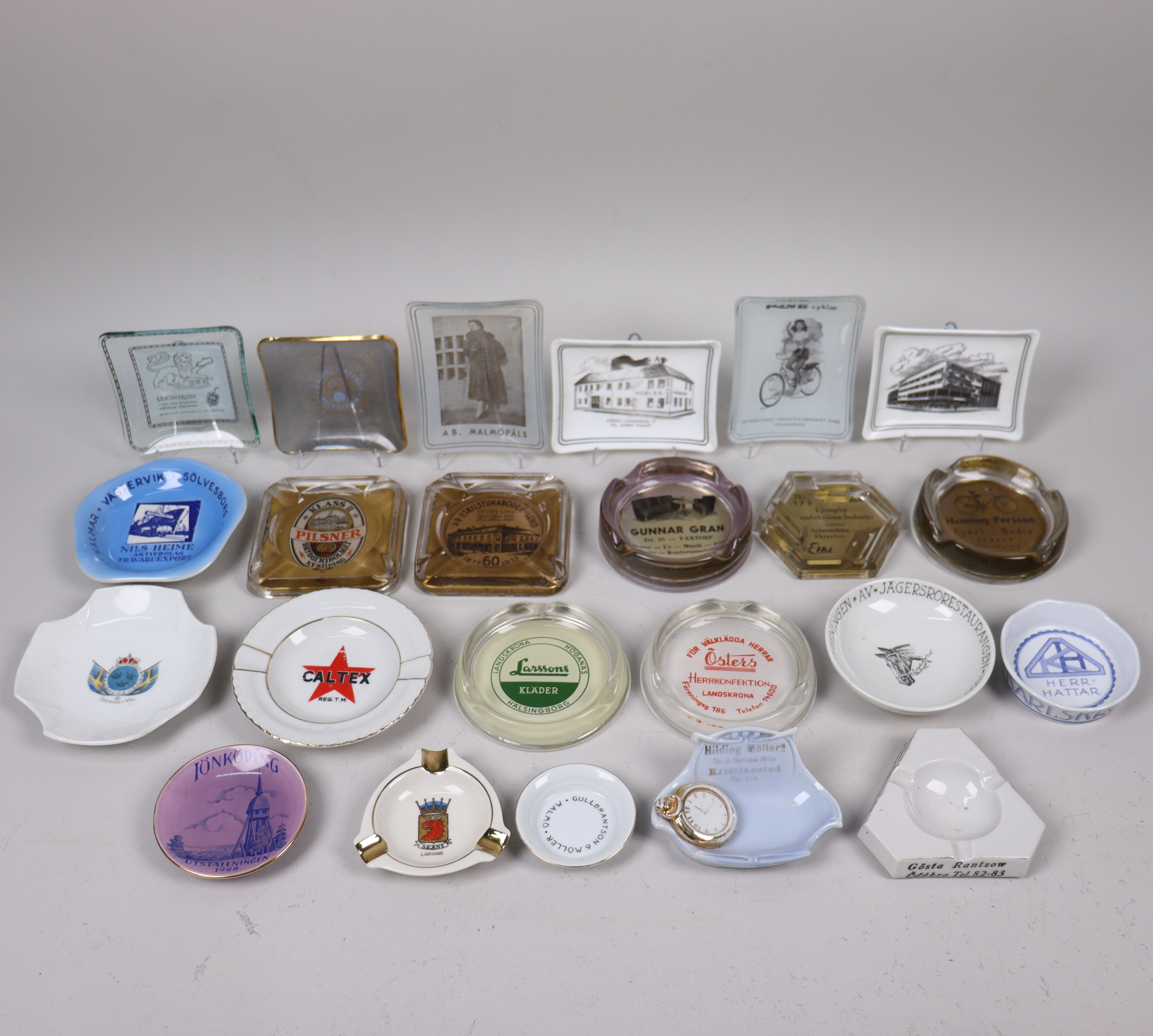 REKLAMASKFAT, glas och porslin, 1900-talets första hälft, 23 st.