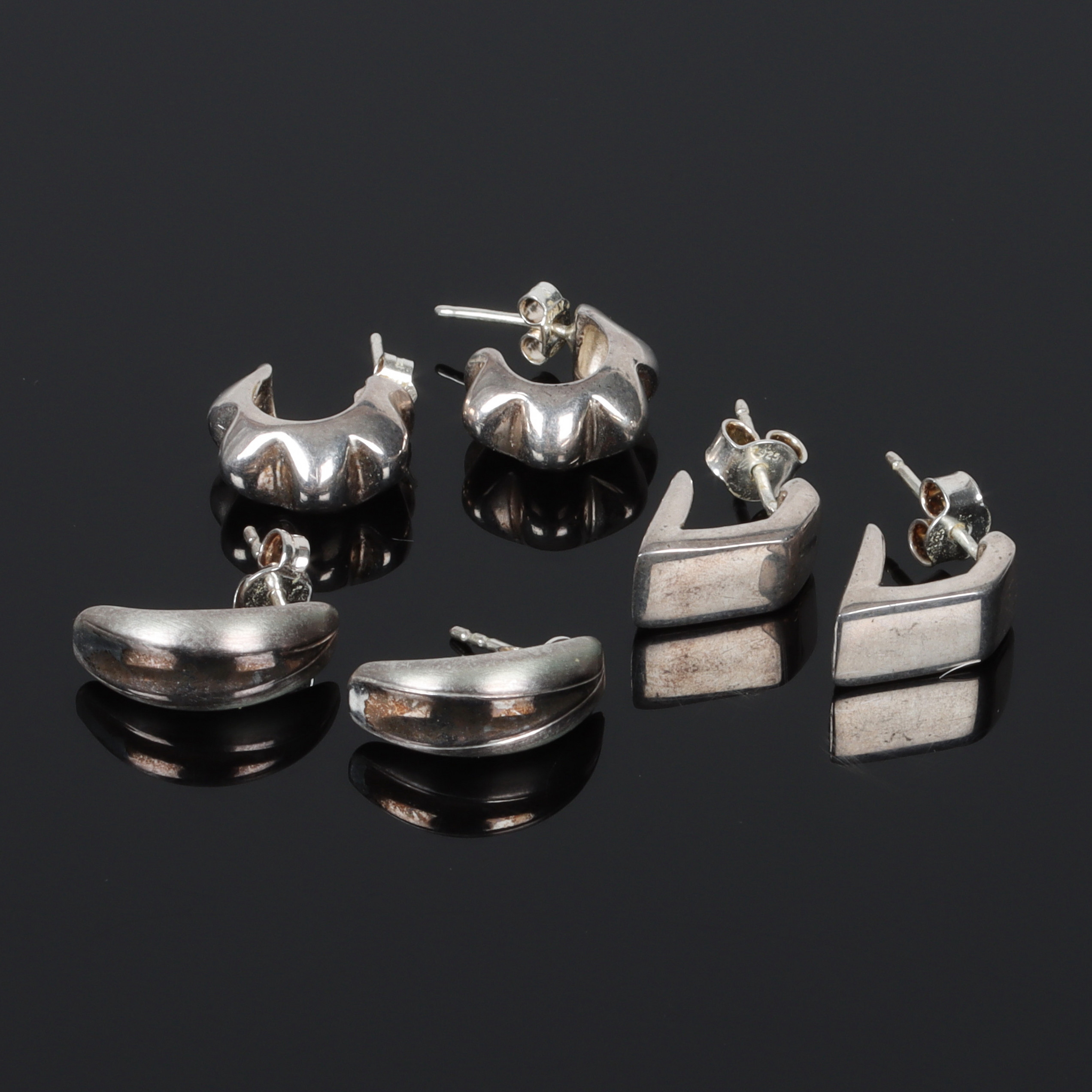 ÖRHÄNGEN, 3 par, sterlingsilver, 1900-tal.