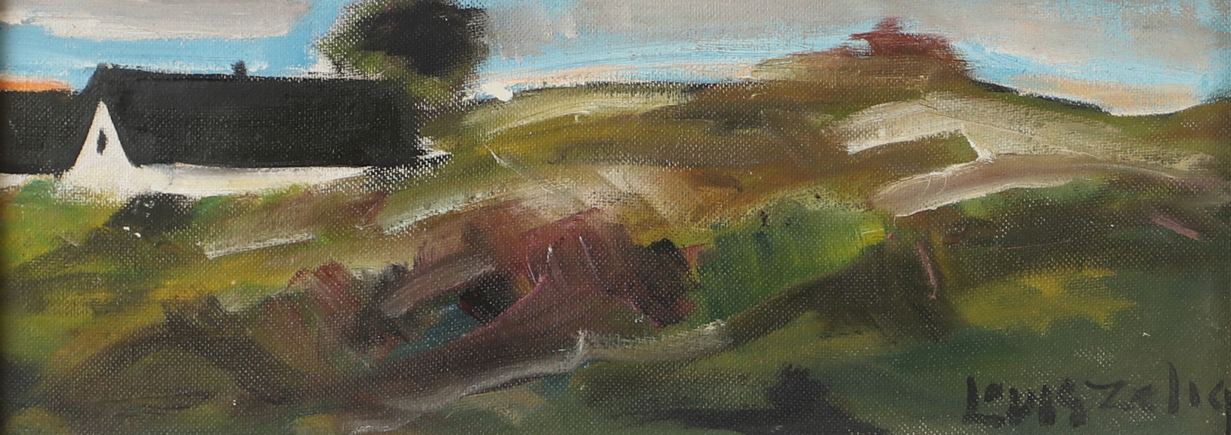 LOUIS ZELIG. Landskap med gård, olja på pannå, signerad.