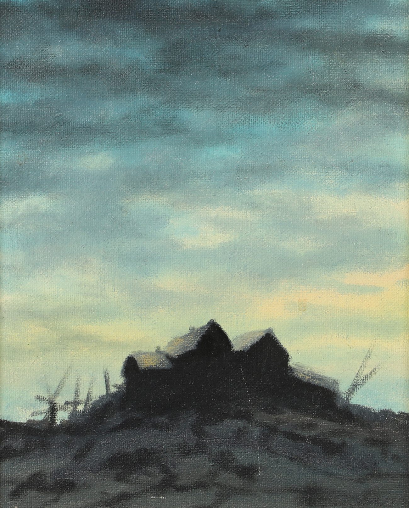 OKÄND KONSTNÄR. "Mot natten", olja på duk, osignerad.