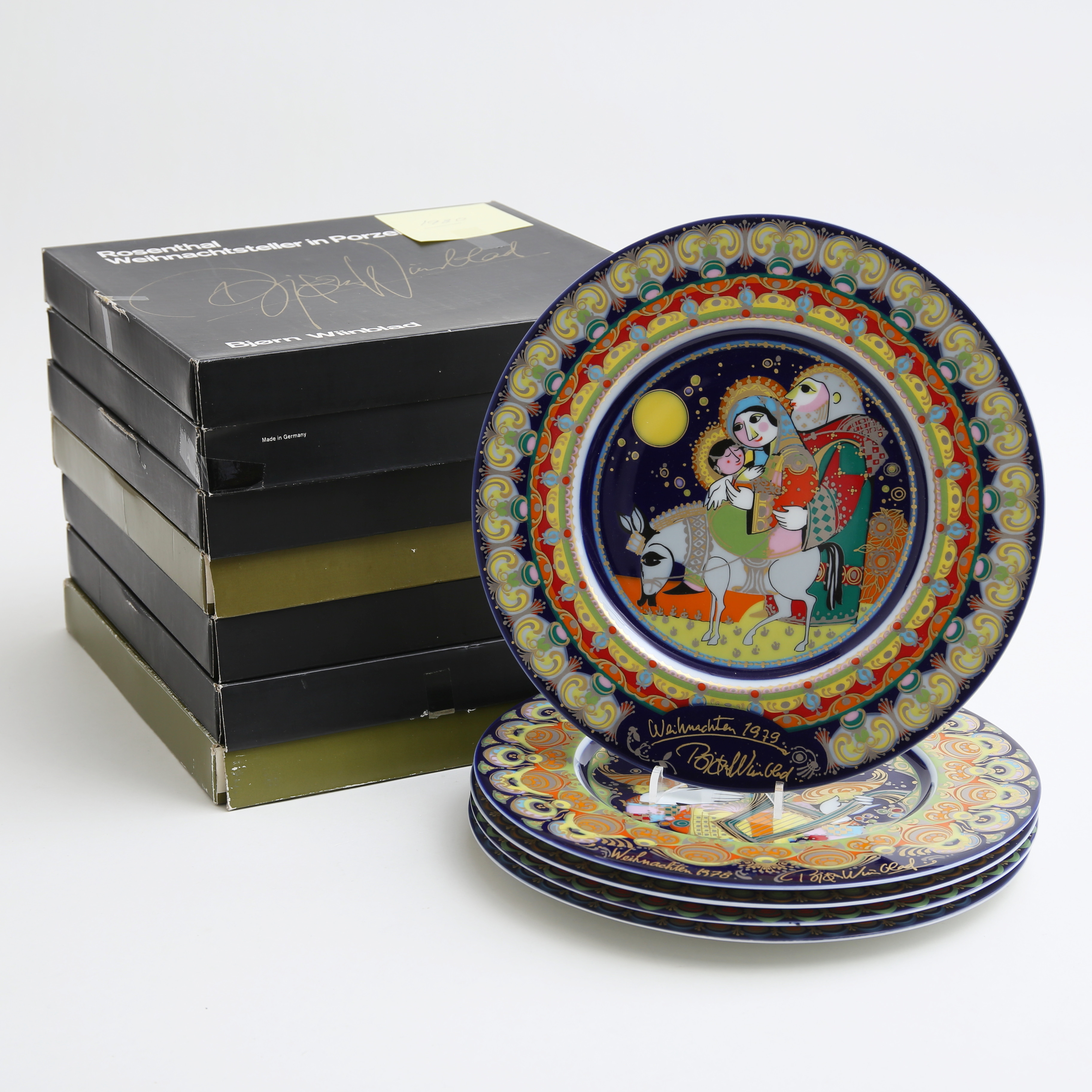 BJÖRN WIINBLAD. Jultallrikar, 16 st, 19721 - 1982, Rosenthal, Tyskland.