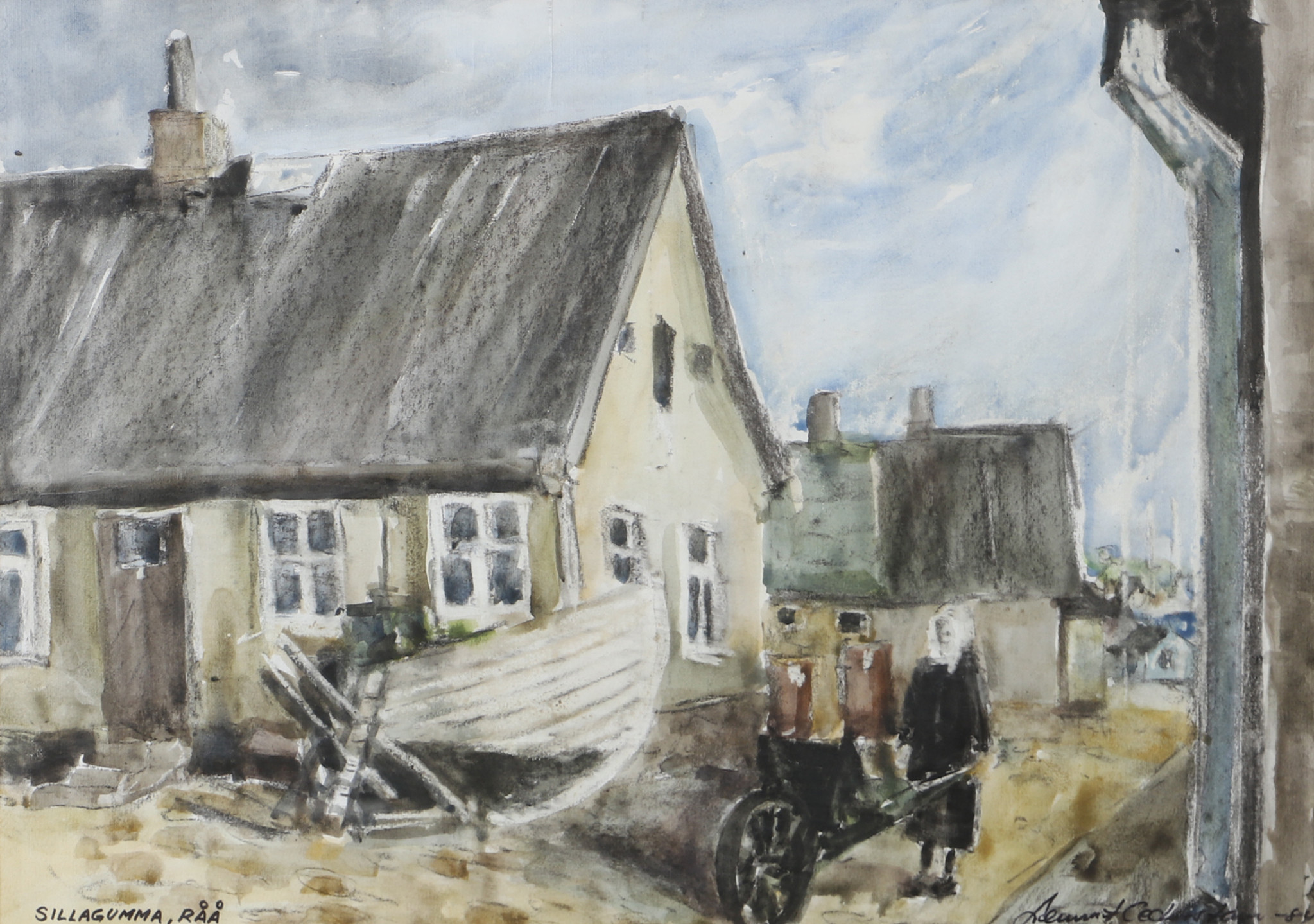 LENNART CEDERSTAM. "Sillagumma, Råå", blandteknik, signerad -84.