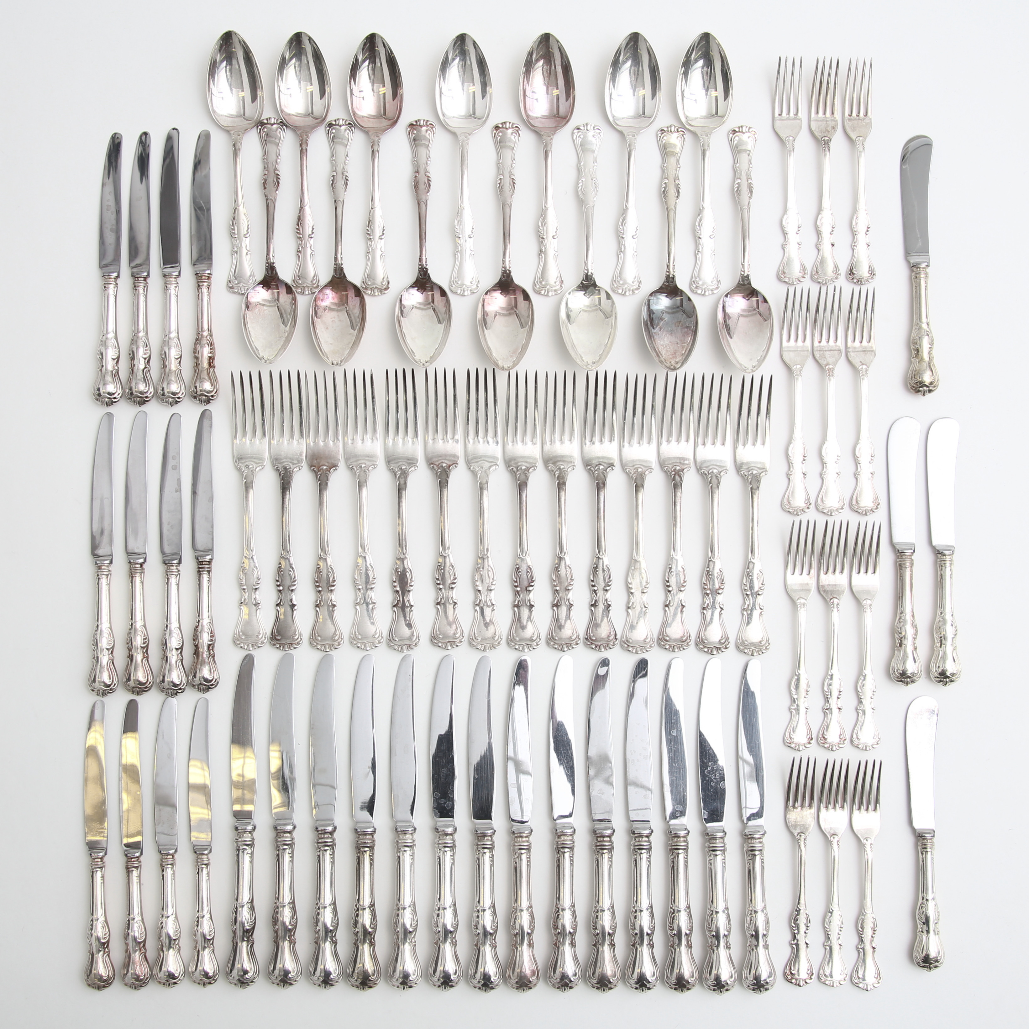 BESTICKSERVIS, silver, 70 delar, "Prins Albert", 3330 gram, 1900-talets senare del.