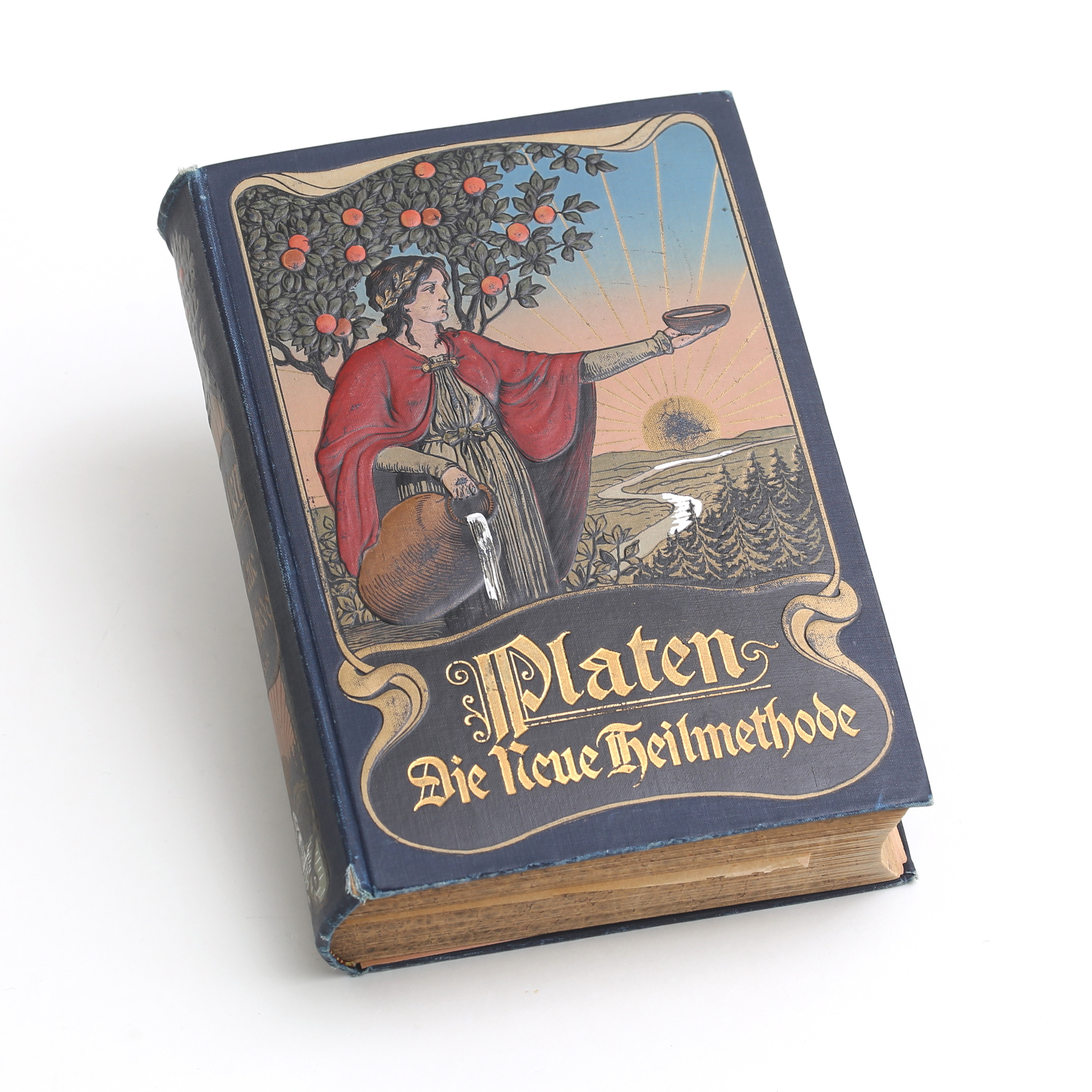 M. PLATEN, "Die Neue Heilmethode", band 2, Art Nouveau präglat tryck på bokomslag, tidigt 1900-tal.