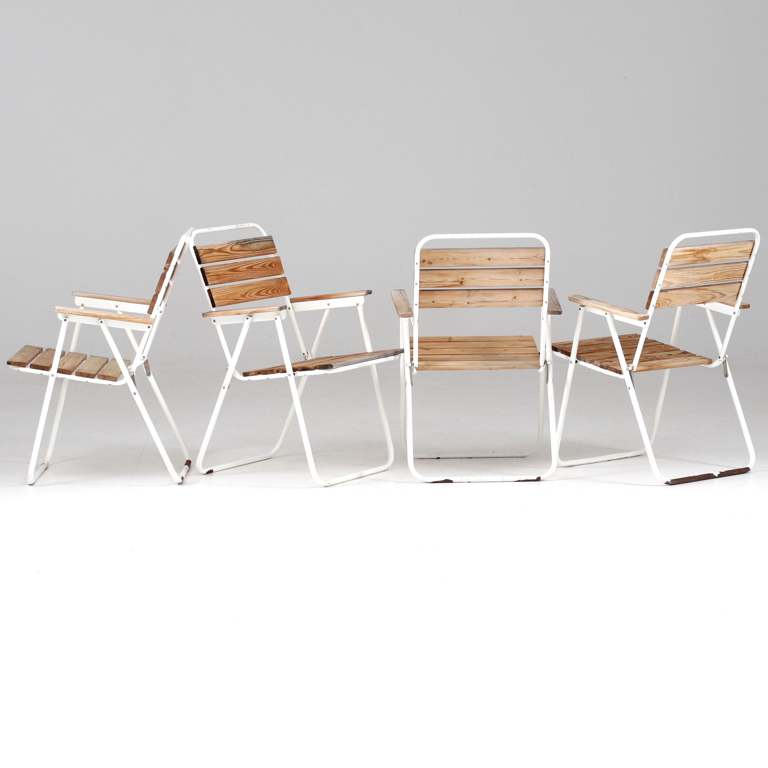 TRÄDGÅRDSSTOLAR, 4 st, metall och trä, KWA, 19/2000-tal.