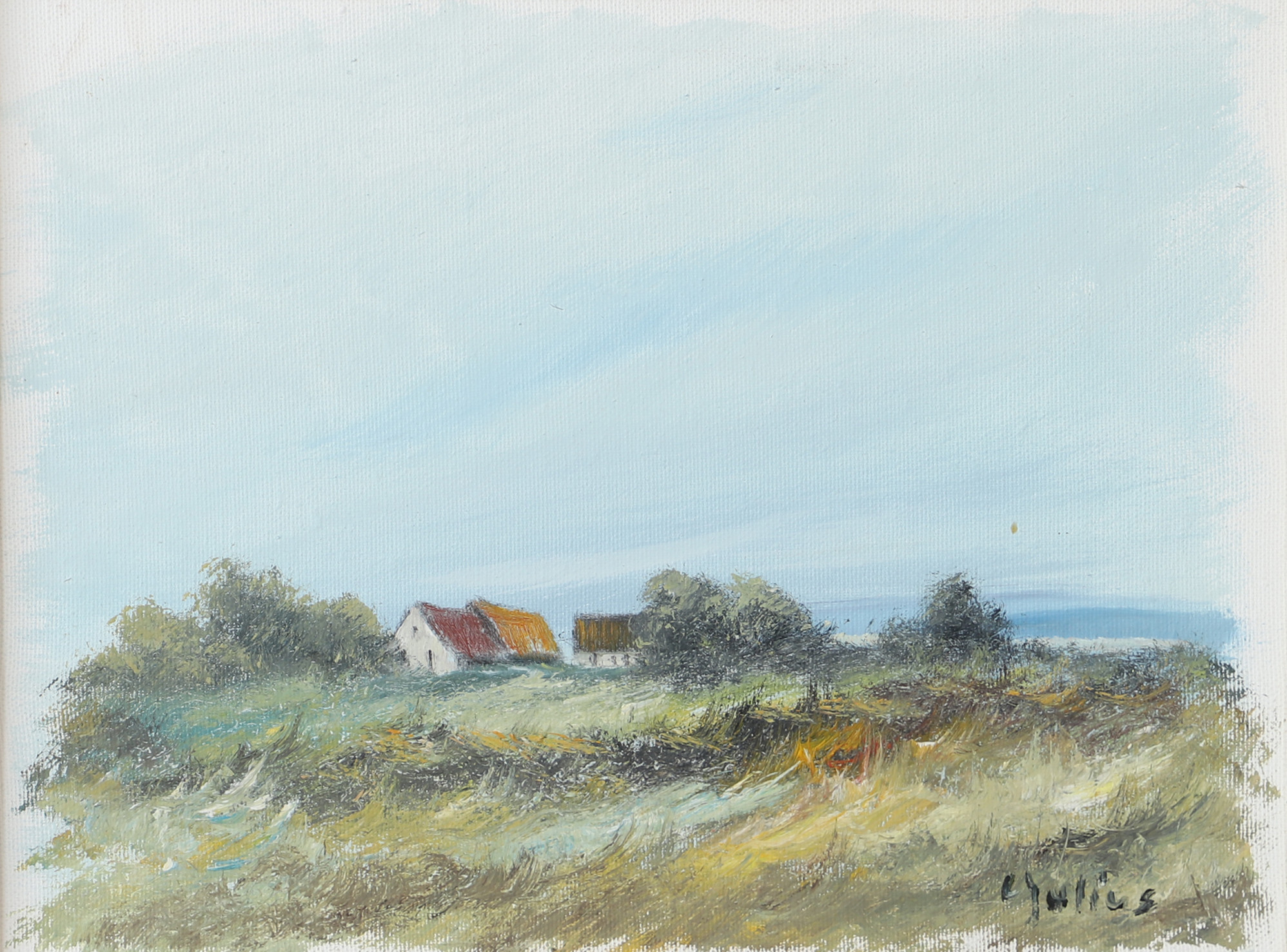 CARL JULIUS. Skånskt landskap, olja på duk, signerad C. Julius.