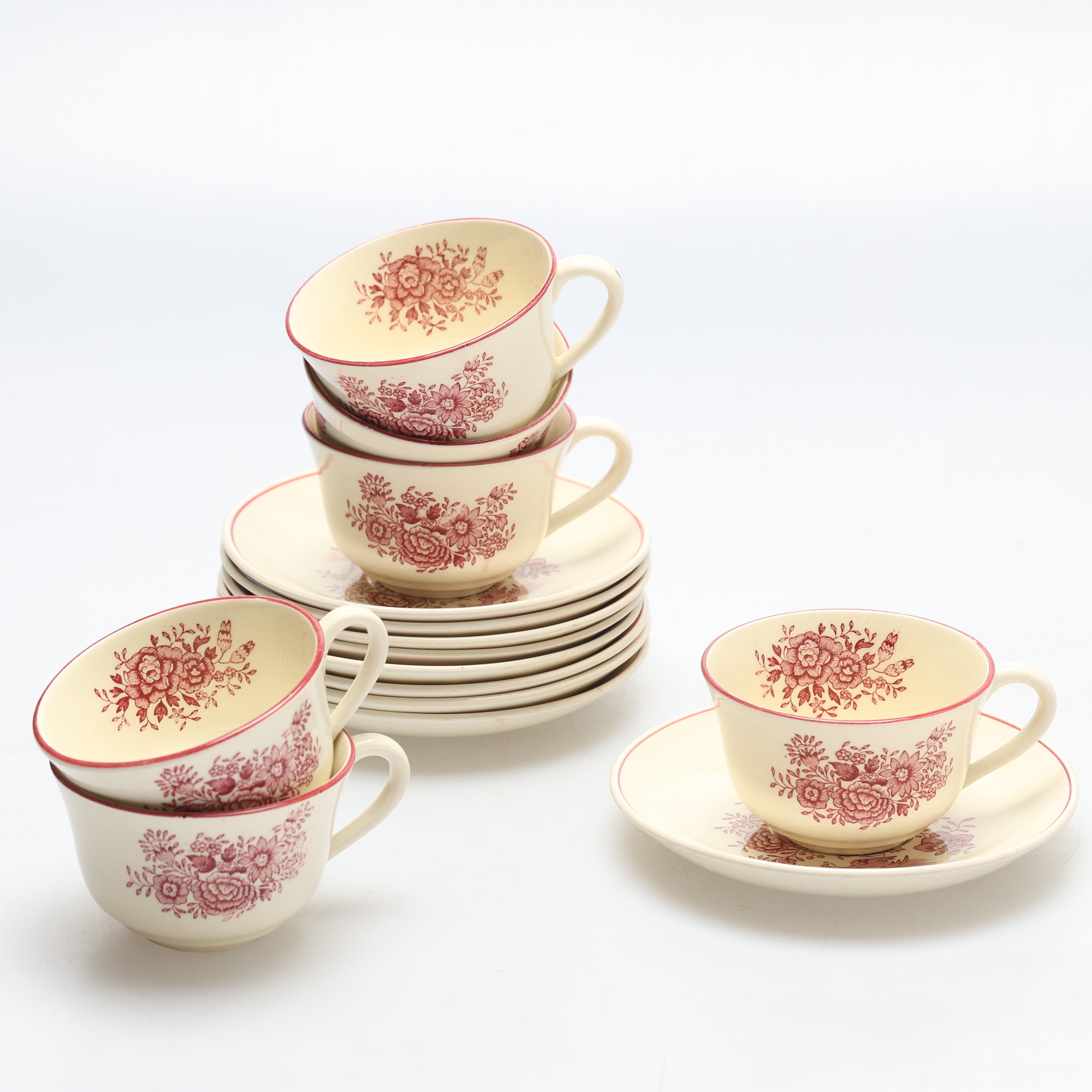 SERVISDELAR, 15 delar, flintgods, "Asiatic", Gustavsberg.