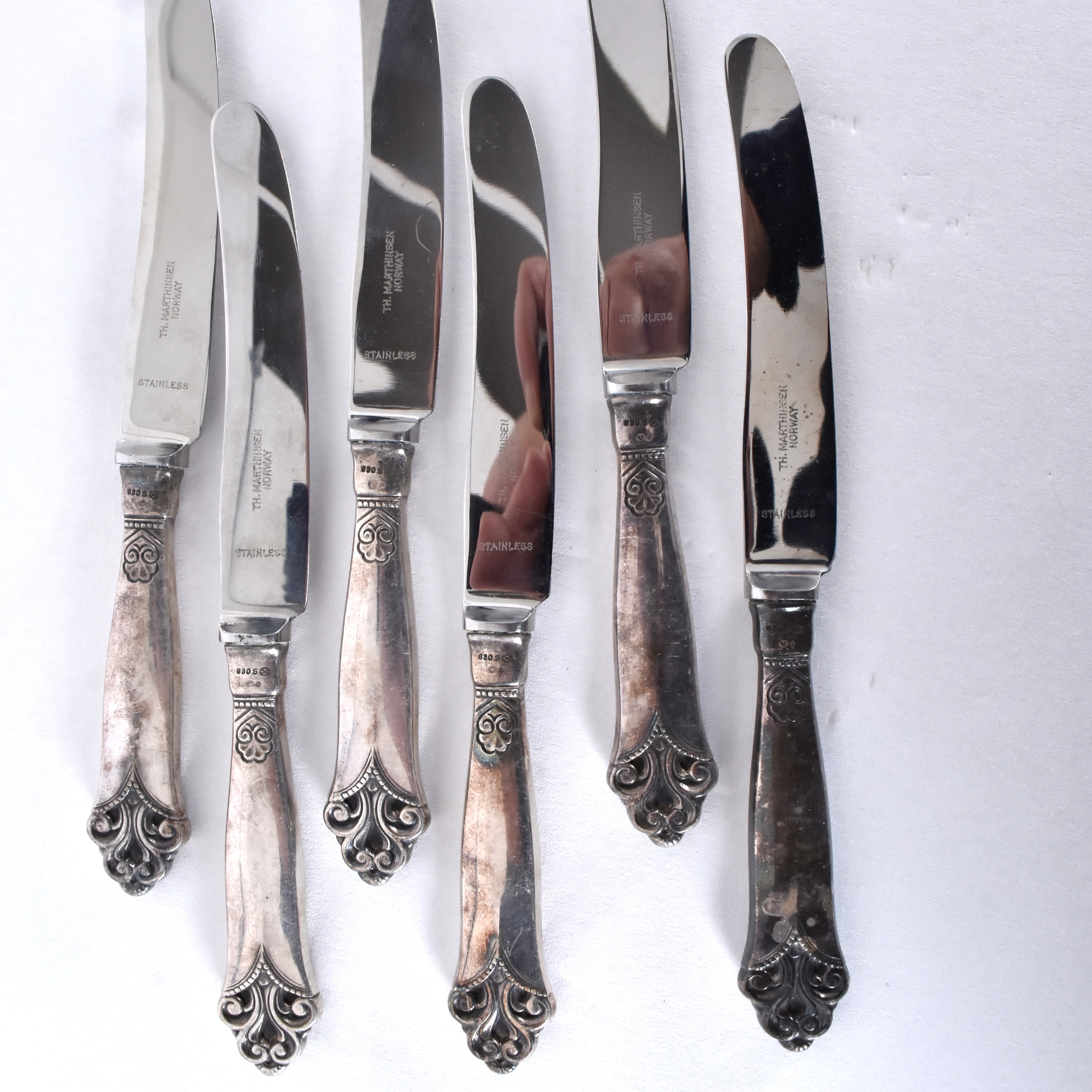 KNIVAR, 6 st, silver med rostfria blad och fyllda skaft "Lillemor".