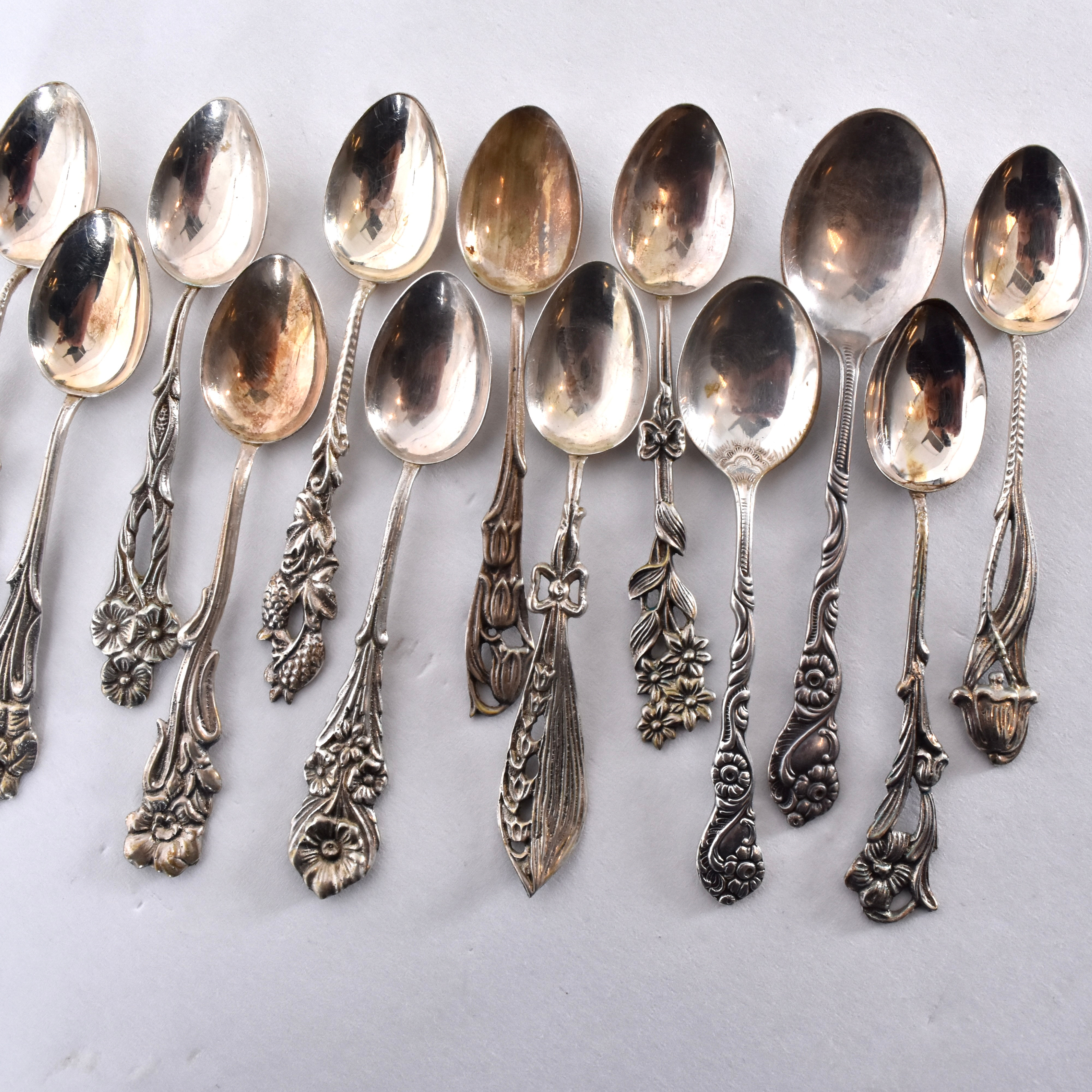 KAFFESKEDAR 12 st, silver, Gösta Wessfeldt "Svenska floran".