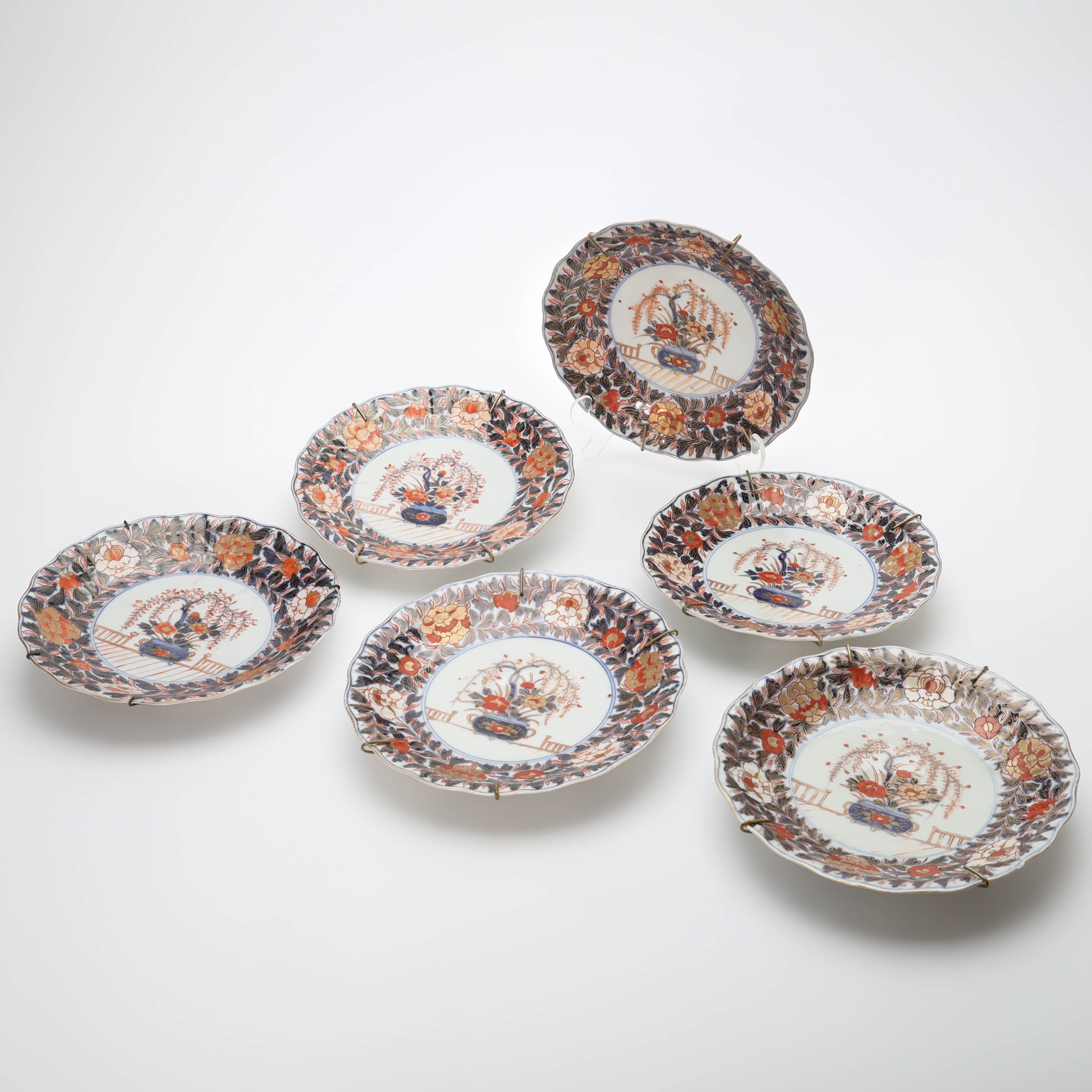 TALLRIKAR, 6 st, porslin, Imari, Japan, 1800-tal.