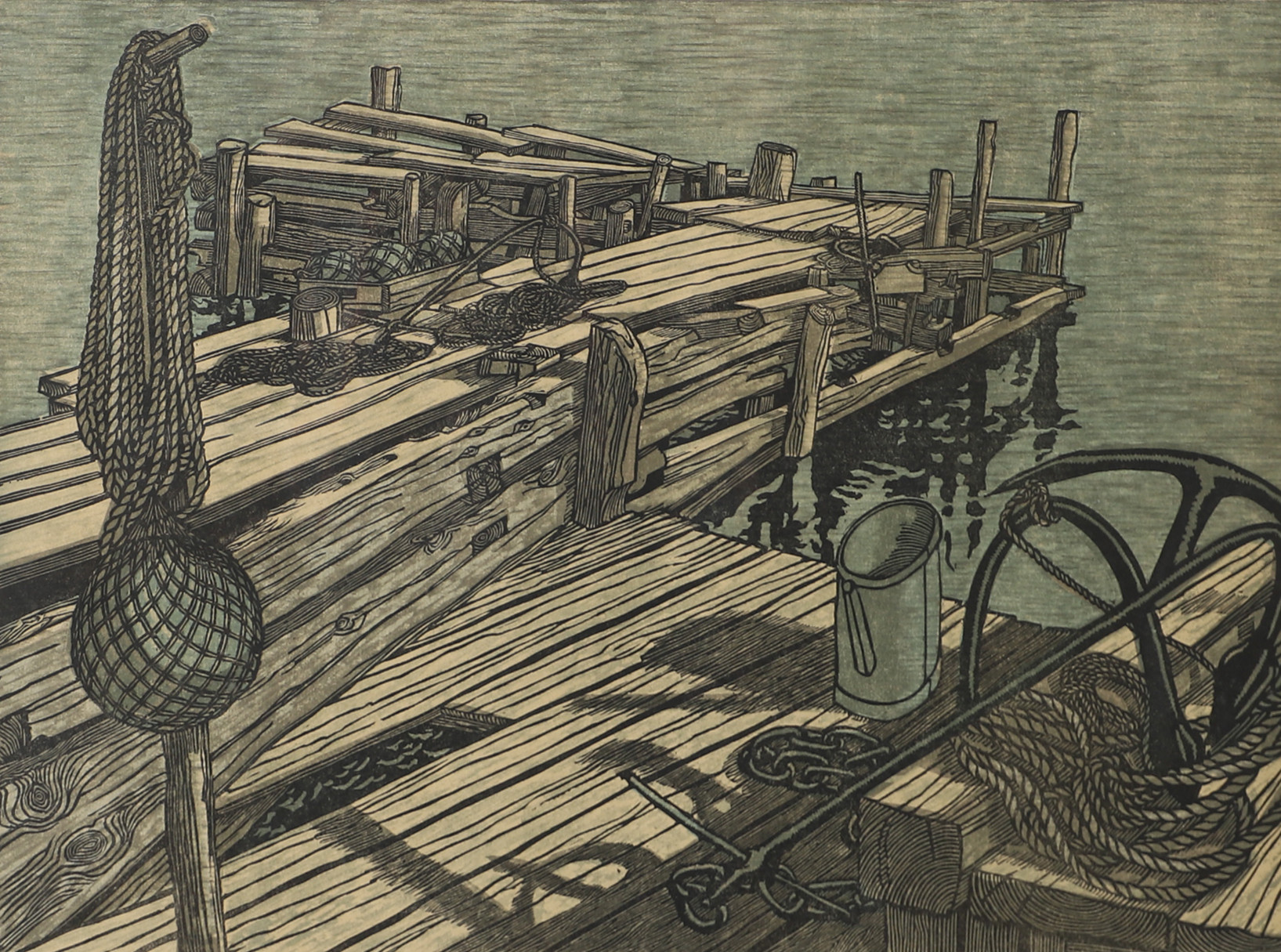 SVEN OLOF EHRÉN. Brygga, grafiskt blad, signerad, -66.