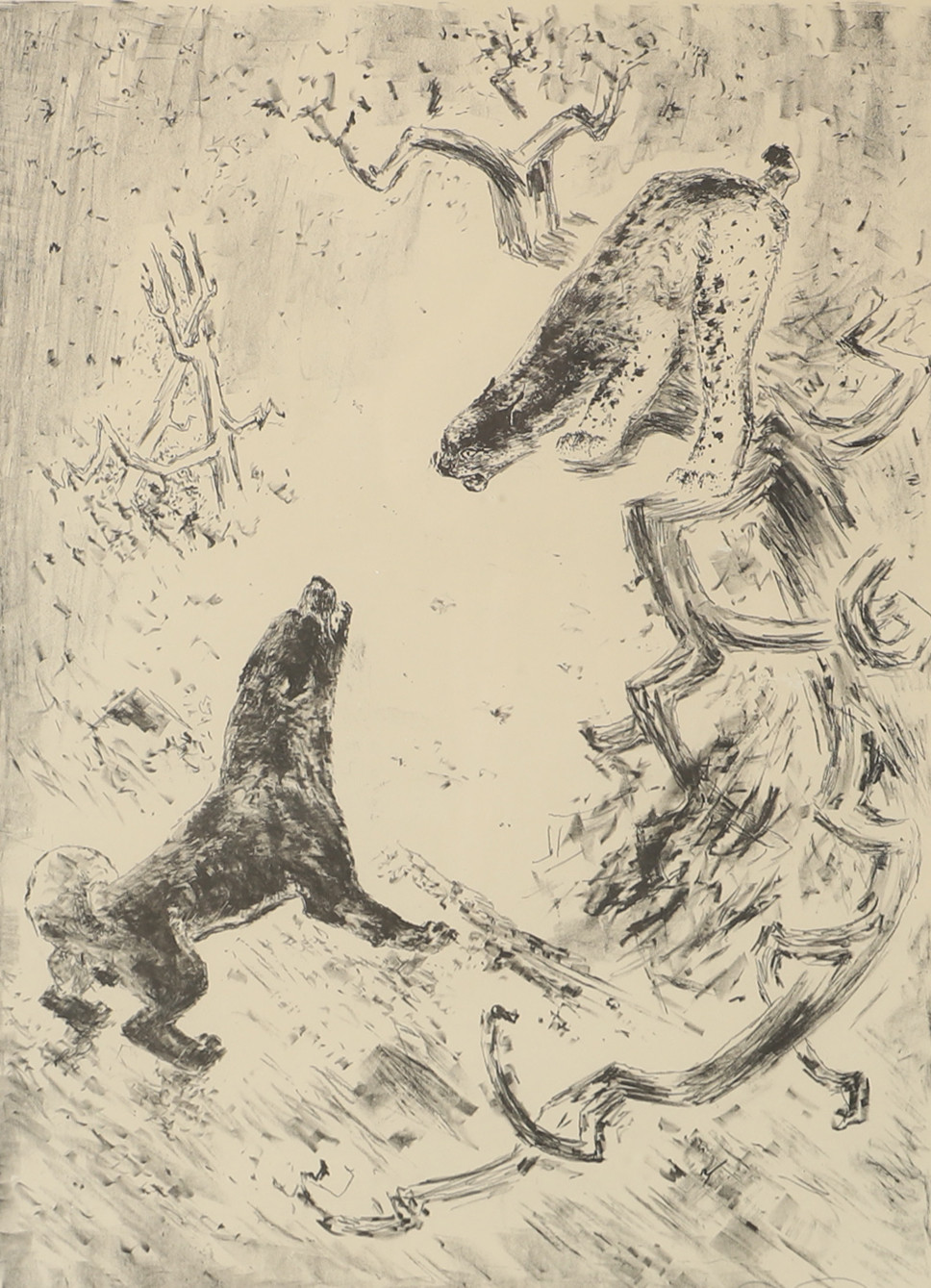 FOLKE RICKLUND. "Ståndskall", litografi, signerad, -65.