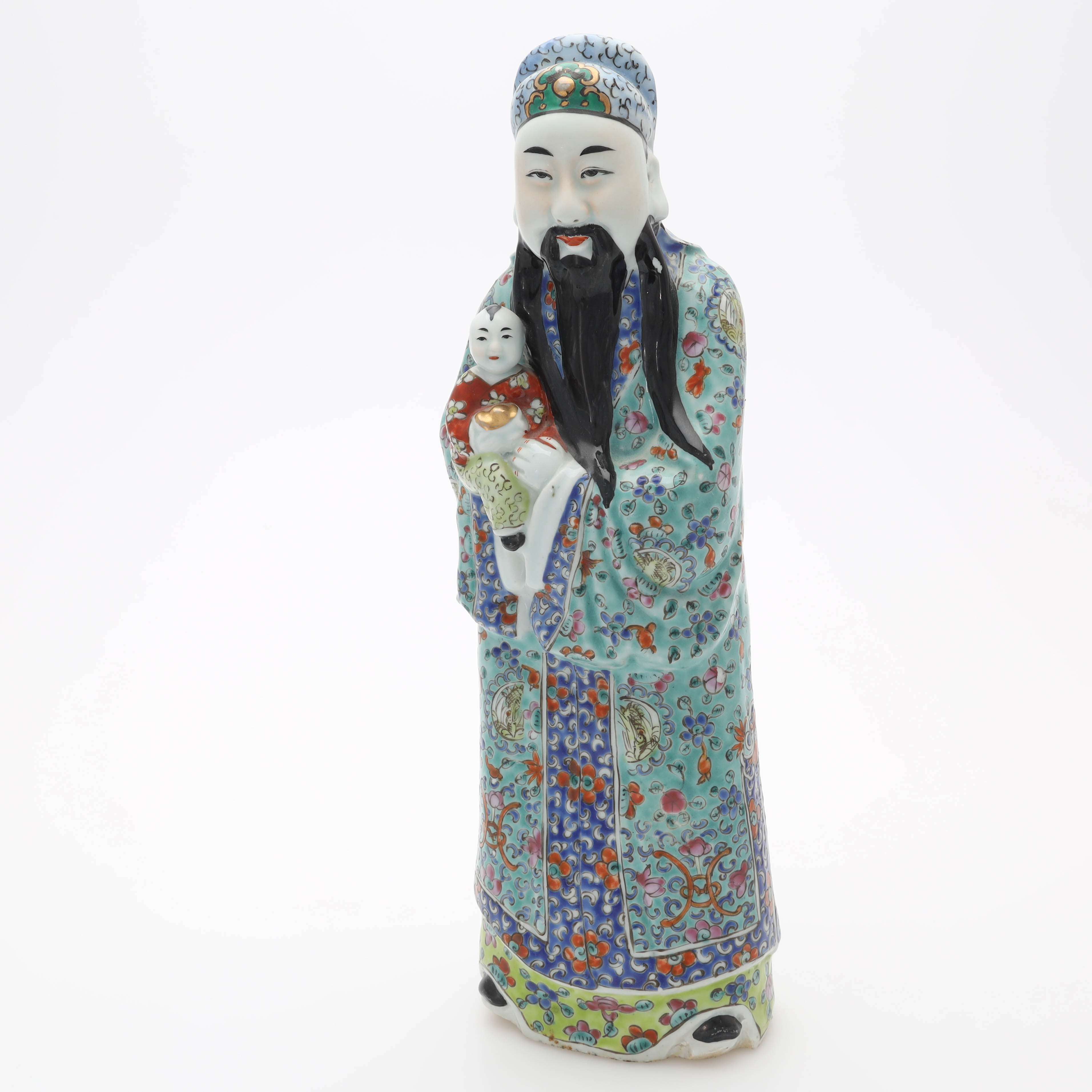 FIGUR, porslin, emaljdekor, Fu Xing, Kina, 1800/1900-tal.