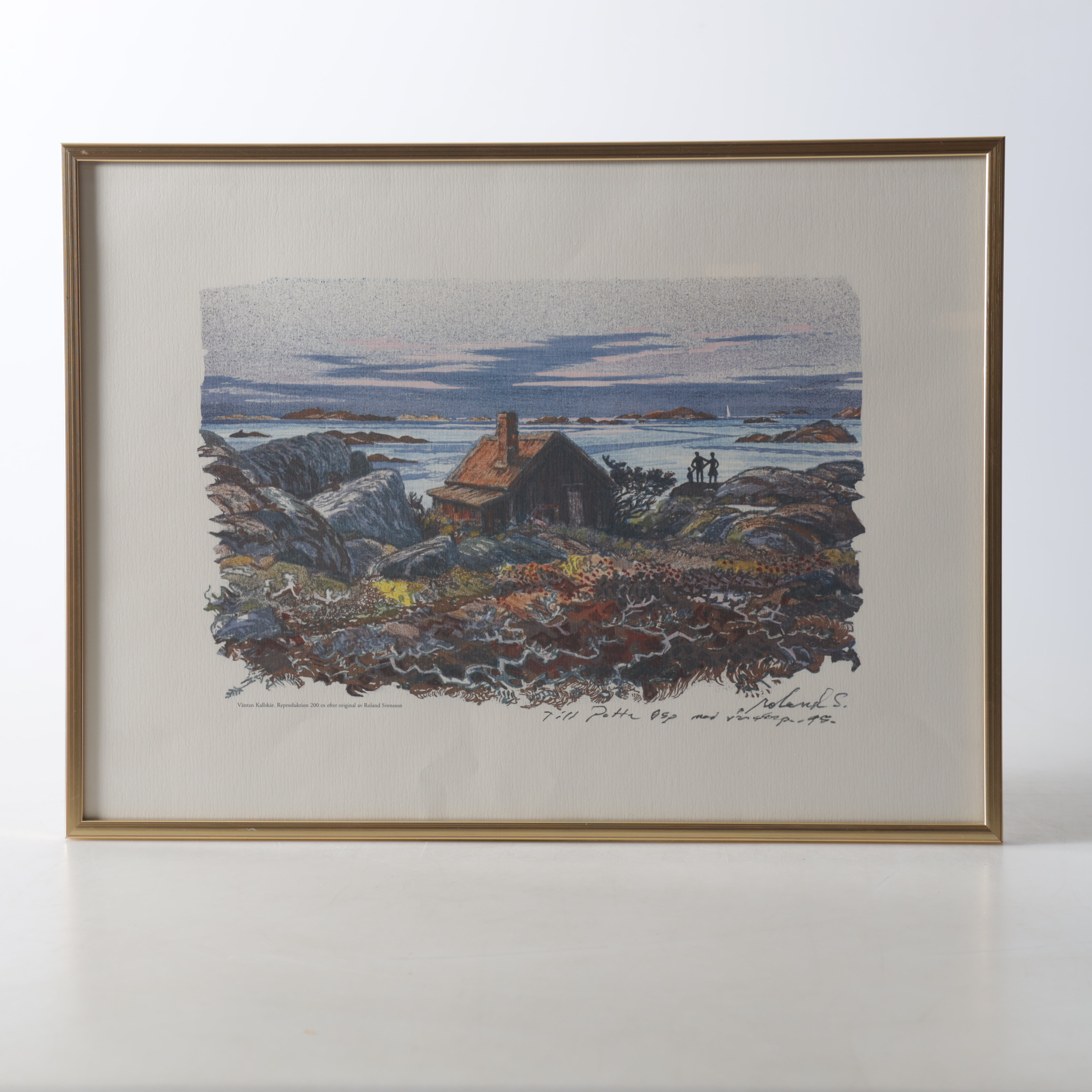 ROLAND SVENSSON. Reproduktion, "Väntan Kallskär", signerad i trycket.
