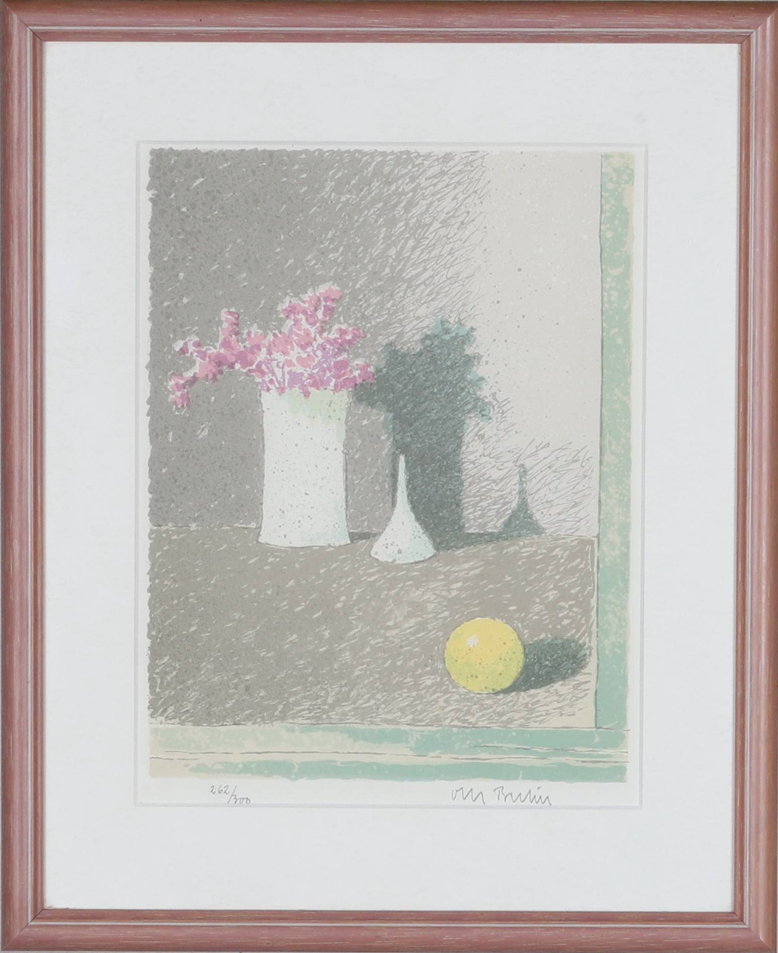 OLLE BERLIN. Färglitografi, stilleben, signerad och numrerad 262/300.