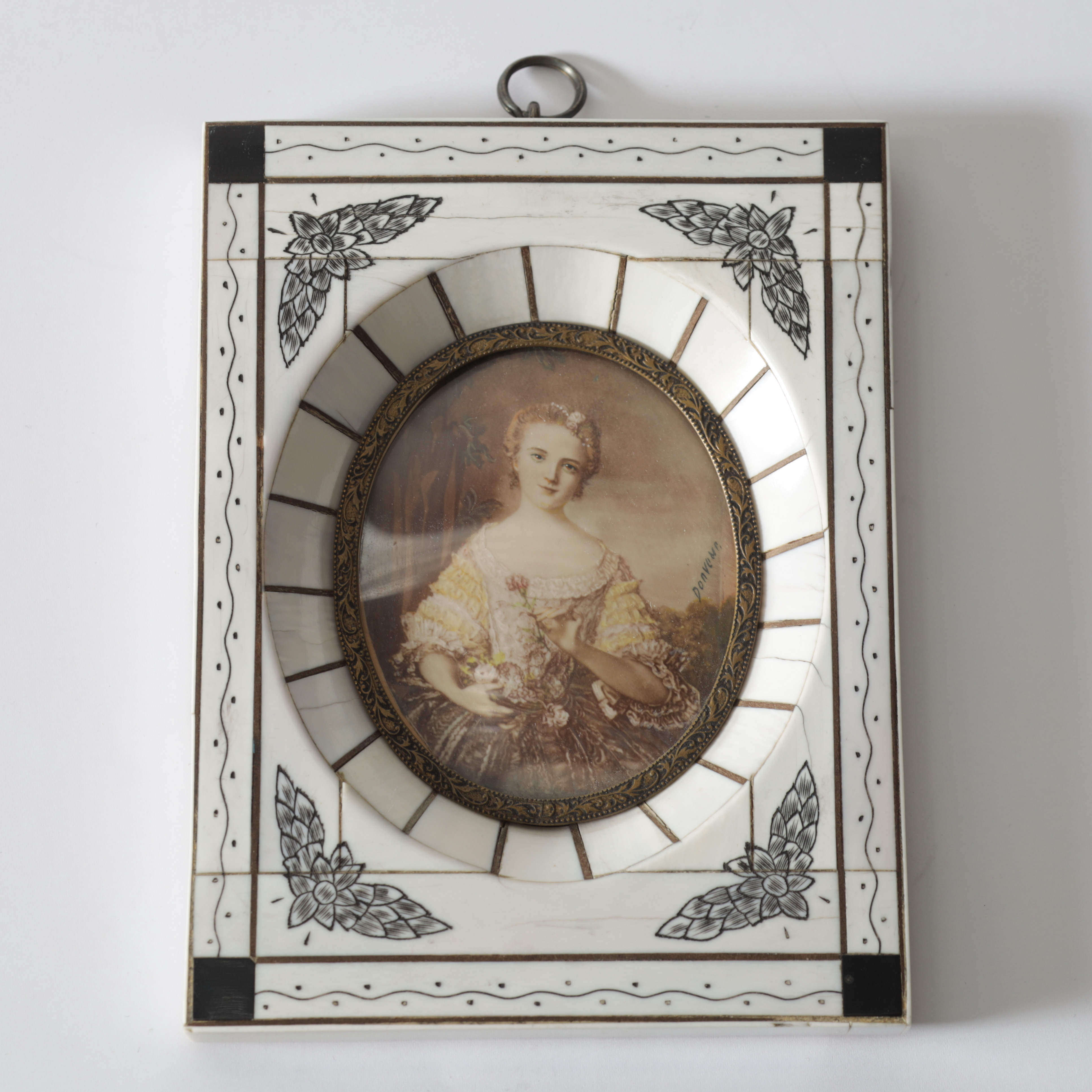 OIDENTIFIERAD KONSTNÄR. Miniatyrmålning, signerad, 18/1900-tal.