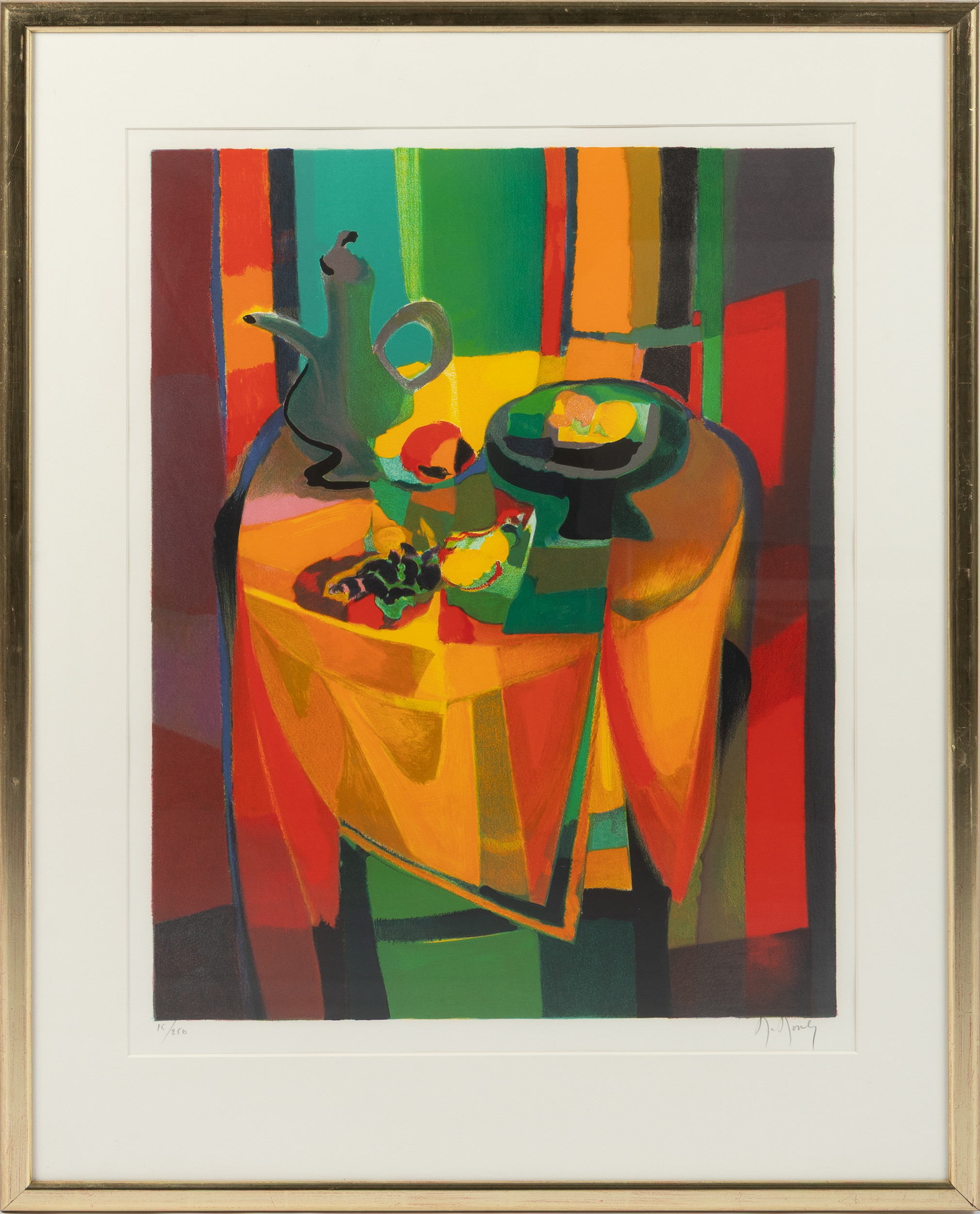 MARCEL MOULY. Stilleben, färglitografi.