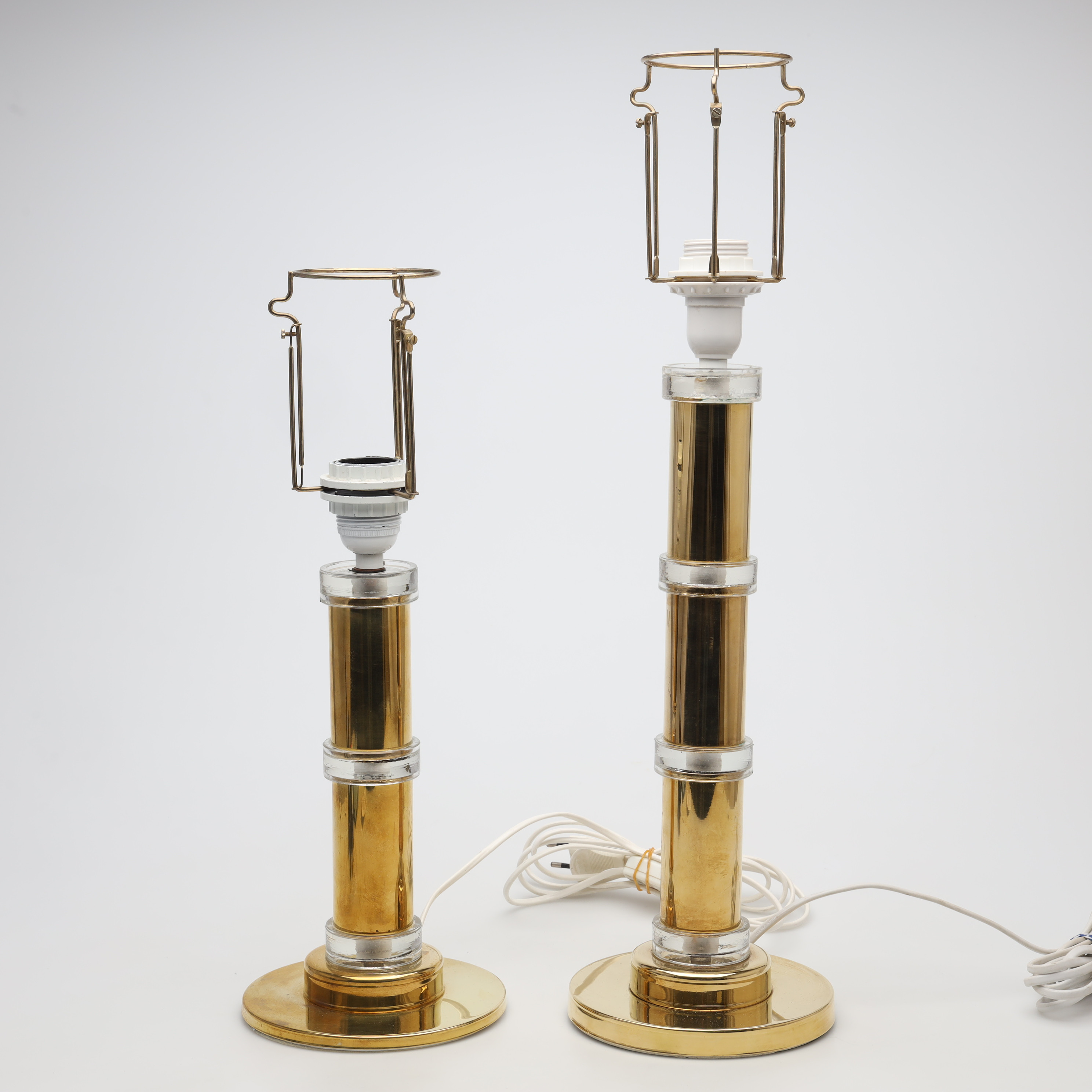 BORDSLAMPOR, 2 stycken, glas samt metall, Gnosjö.