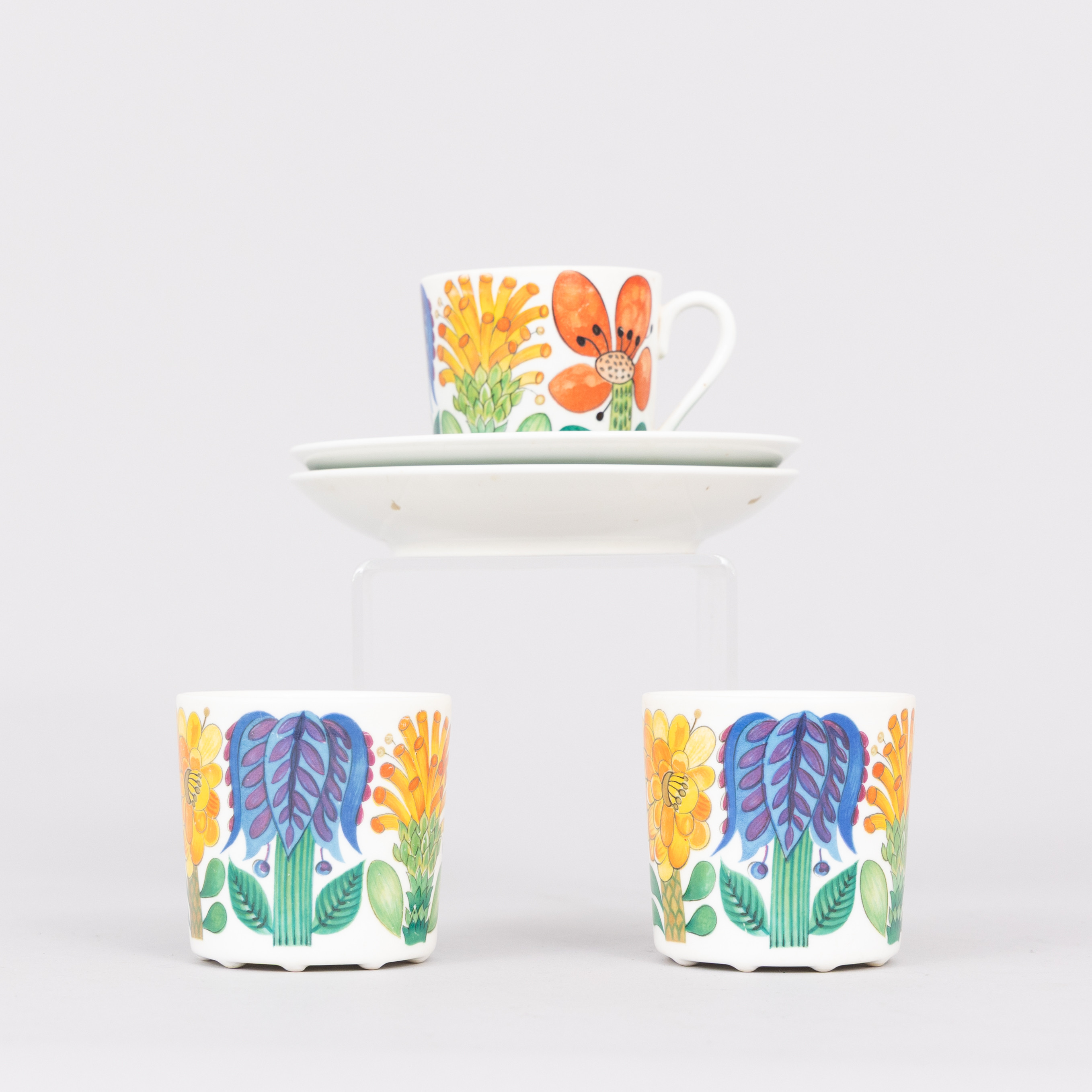 STIG LINDBERG. Kaffekoppar 5 delar, Tahiti, Gustavsberg.