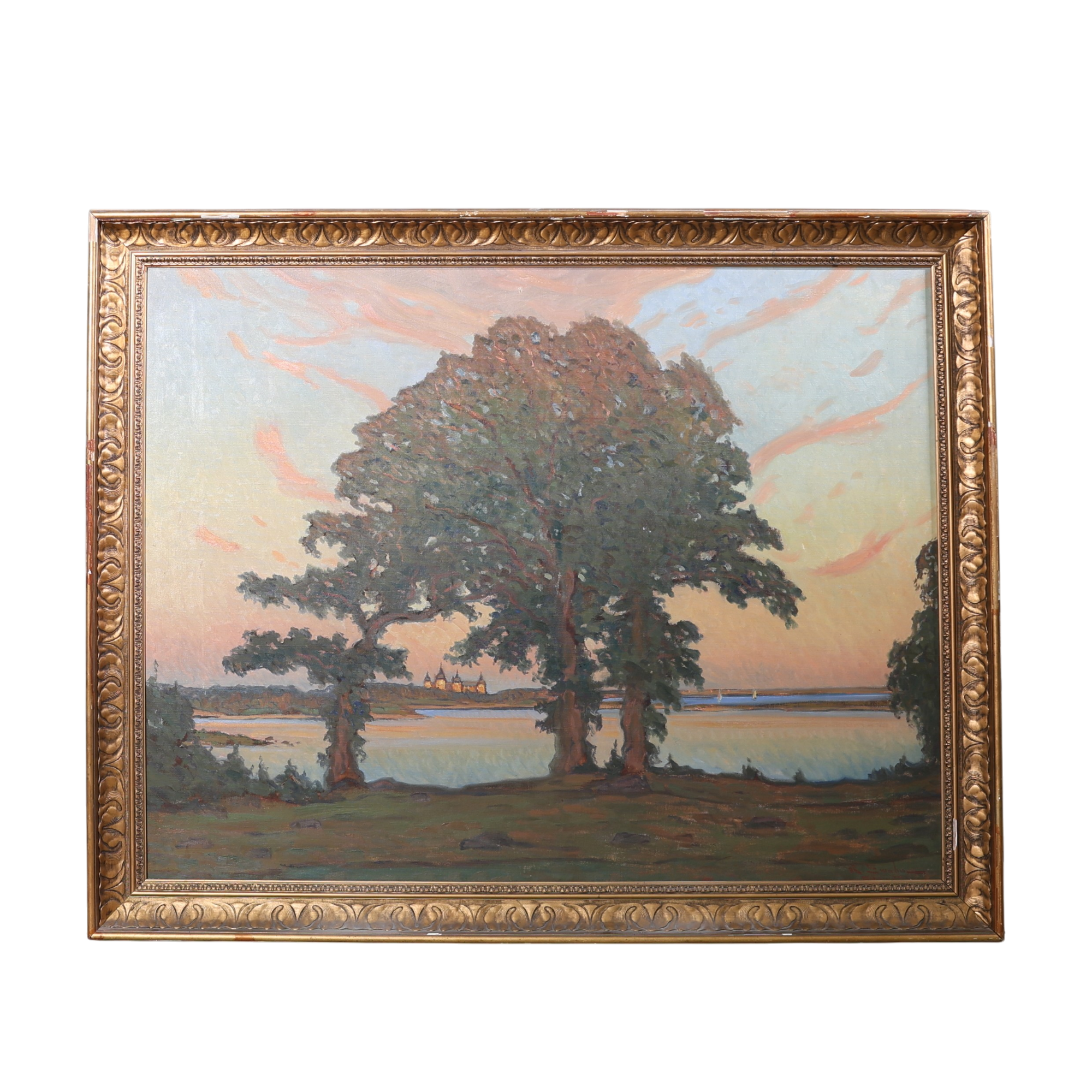 OIDENTIFIERAD KONSTNÄR. Landskap med träd, olja på duk, 18/1900-tal.