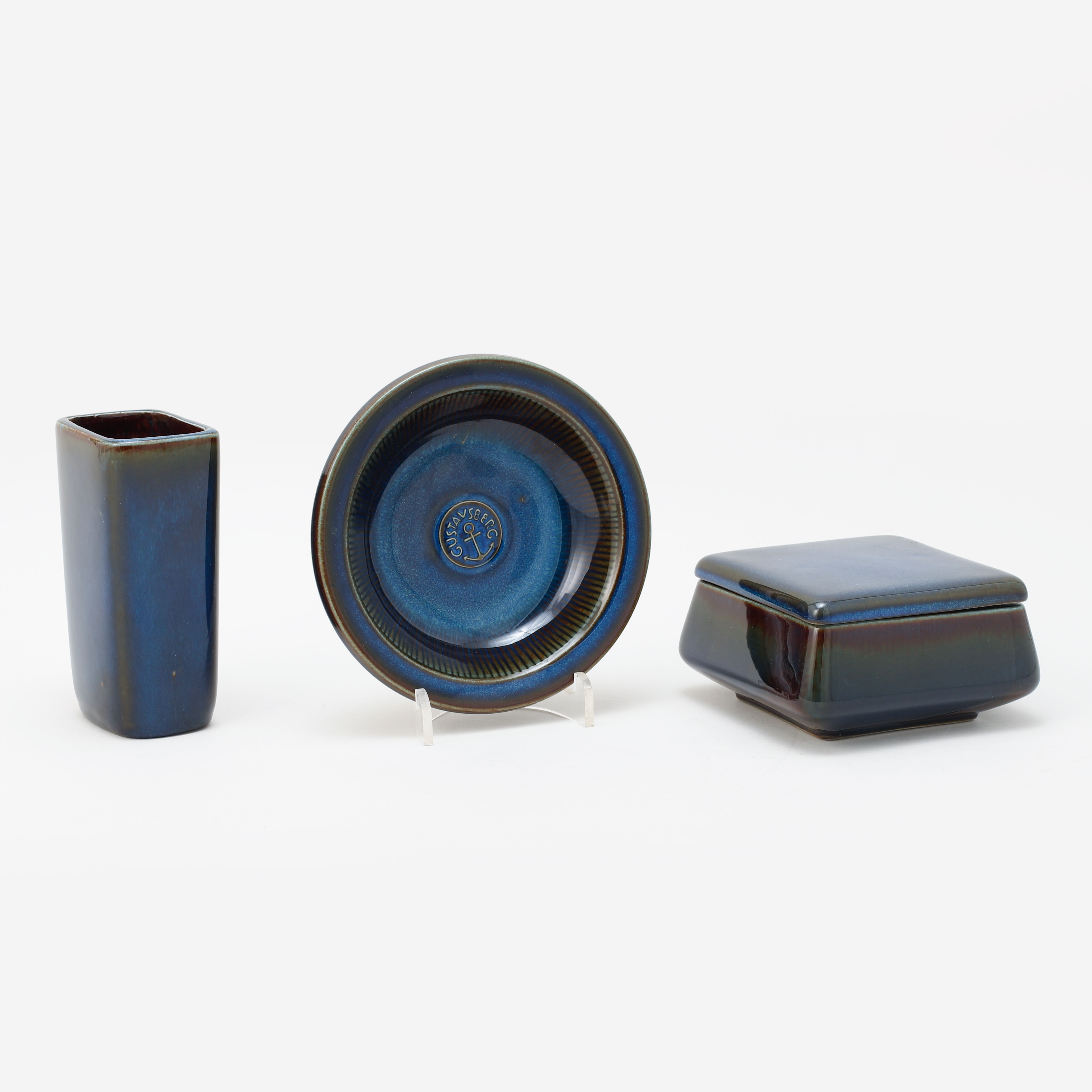 SVEN JONSON. Lockask, fat samt vas, stengods, "Lagun", Gustavsberg.