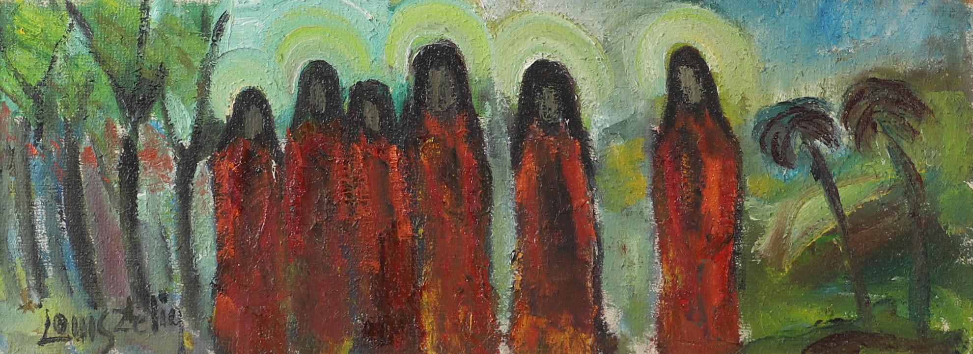 LOUIS ZELIG. Landskap med kvinnor, olja på duk, signerad.