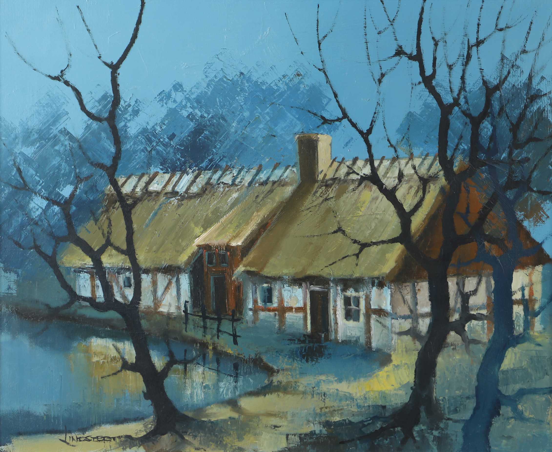 ROLF LINDSTEDT. "Spegling", olja på duk, signerad Lindstedt.