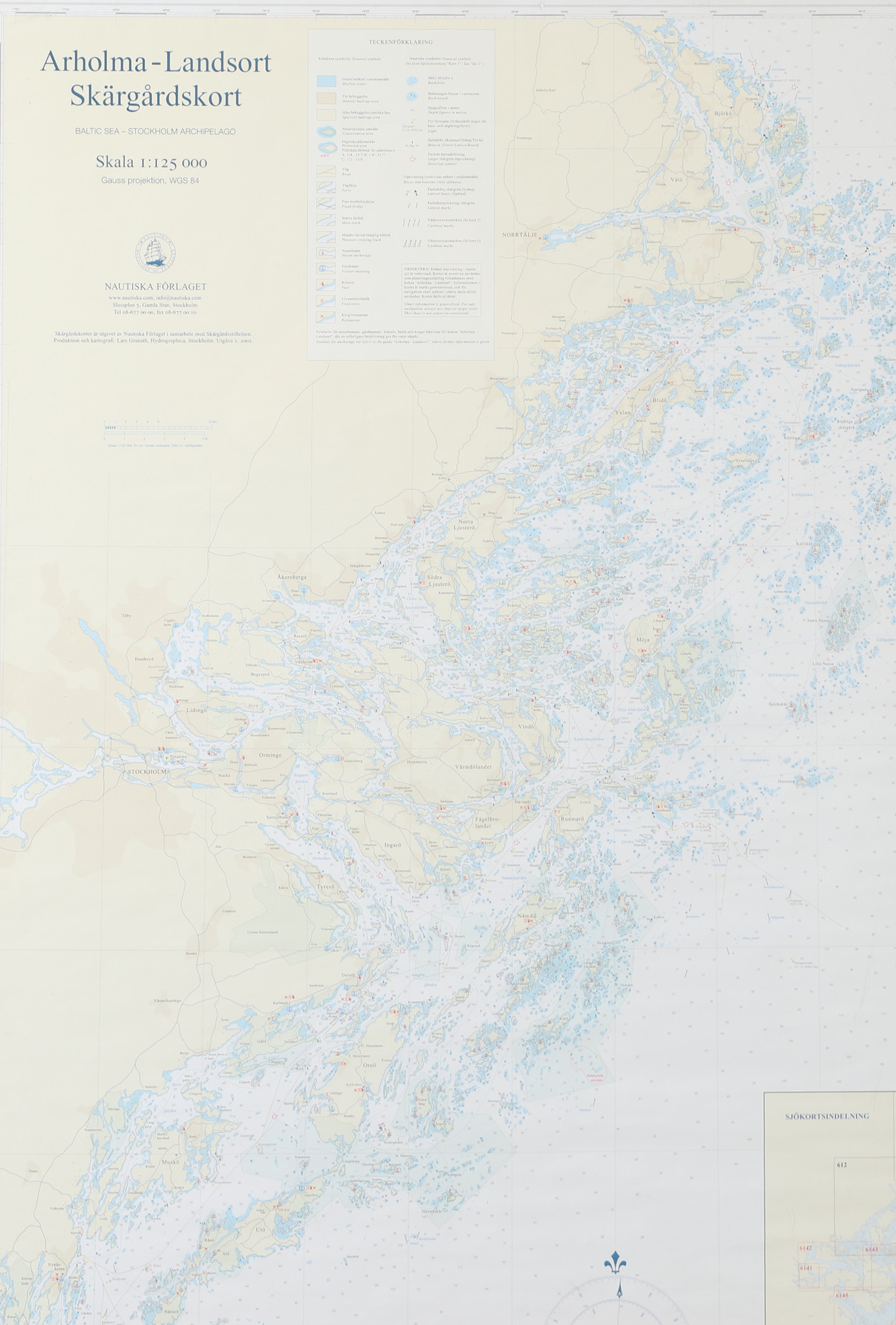 SJÖKORT, inramat, Arholma-Landsort.