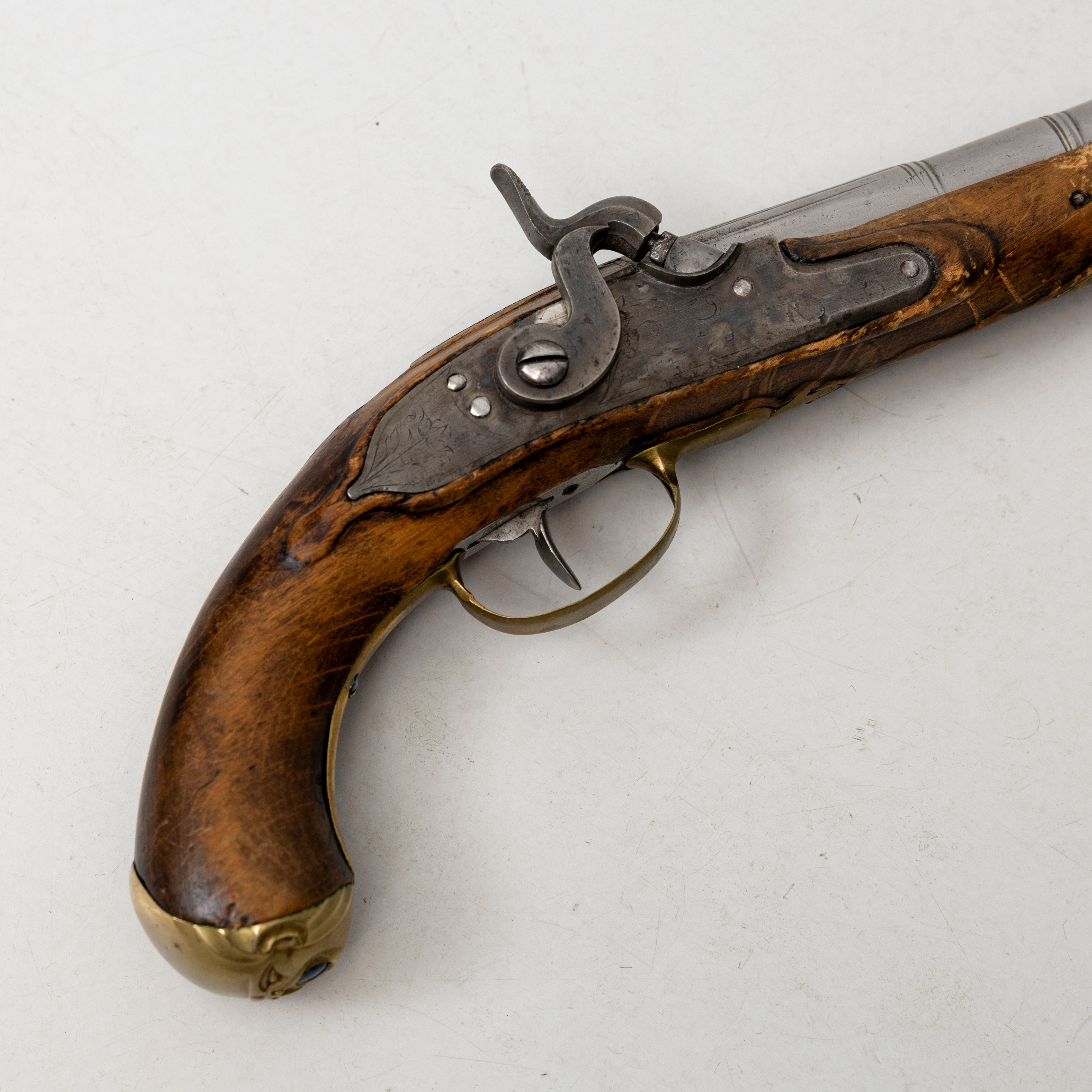 SLAGLÅSPISTOL, konverterad från flintlås, 1700-/1800-tal.