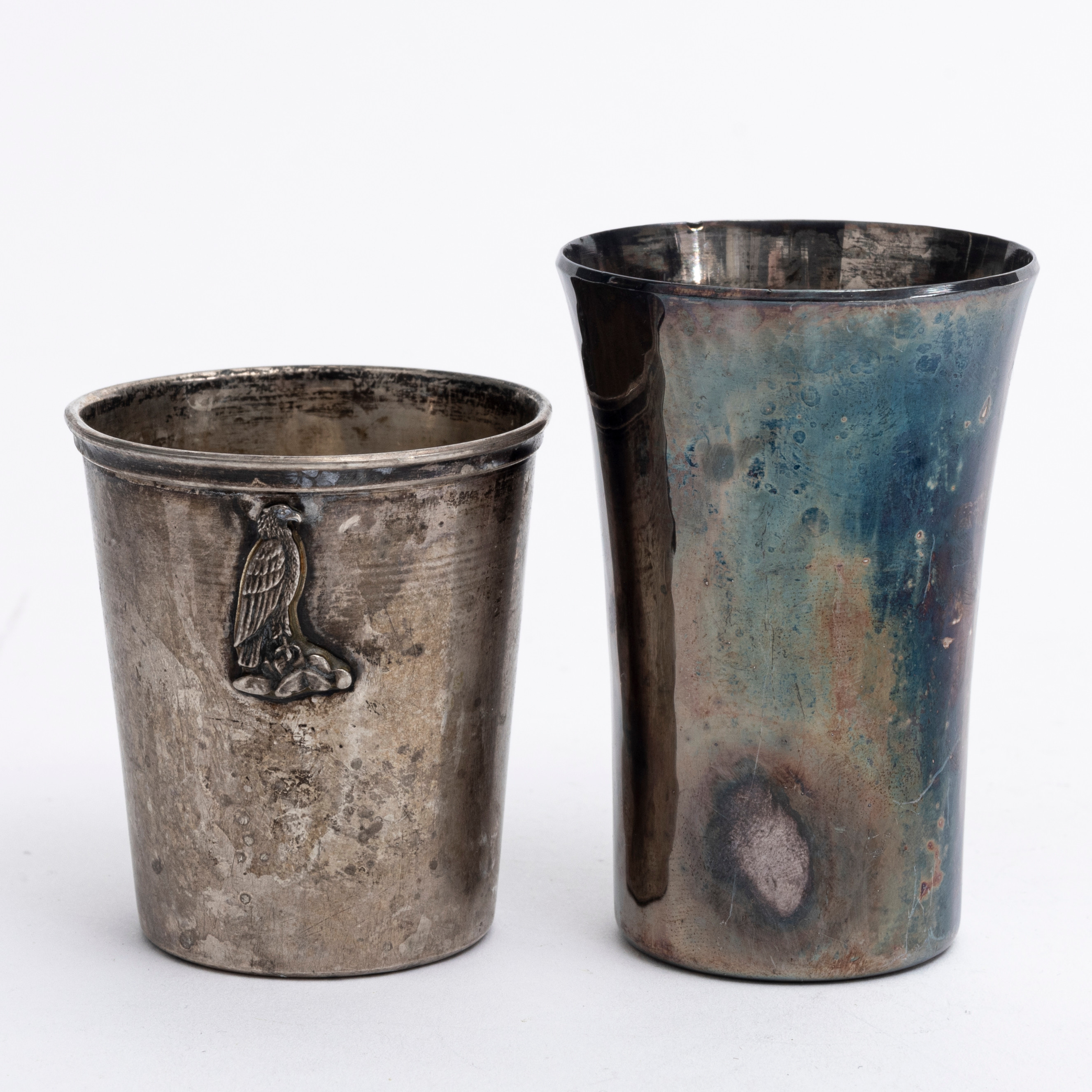 BÄGARE, 2 st, silver, bla Eric Löfman, MGAB, 1970.