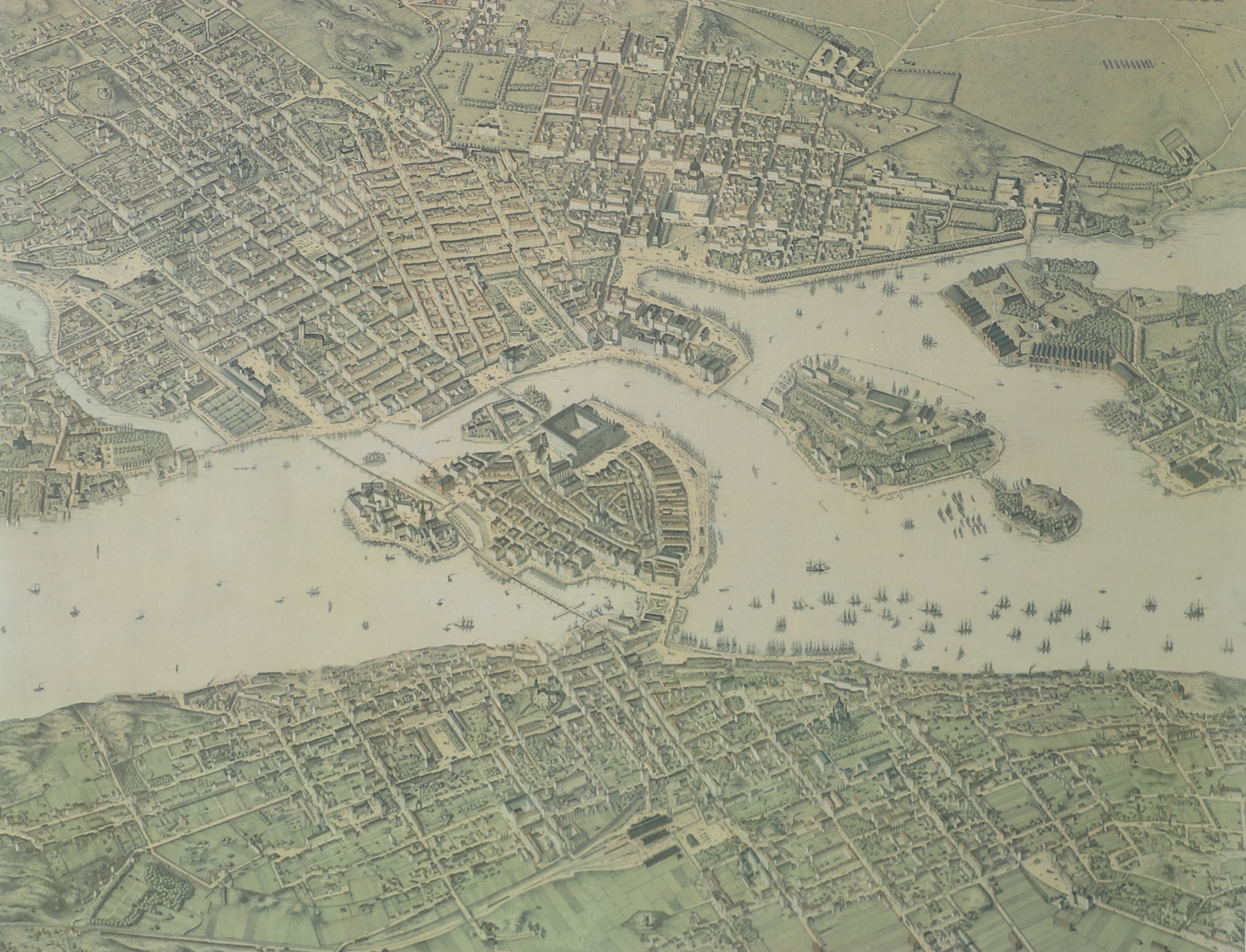 TAVLA, panorama över Stockholm, inramat tryck.