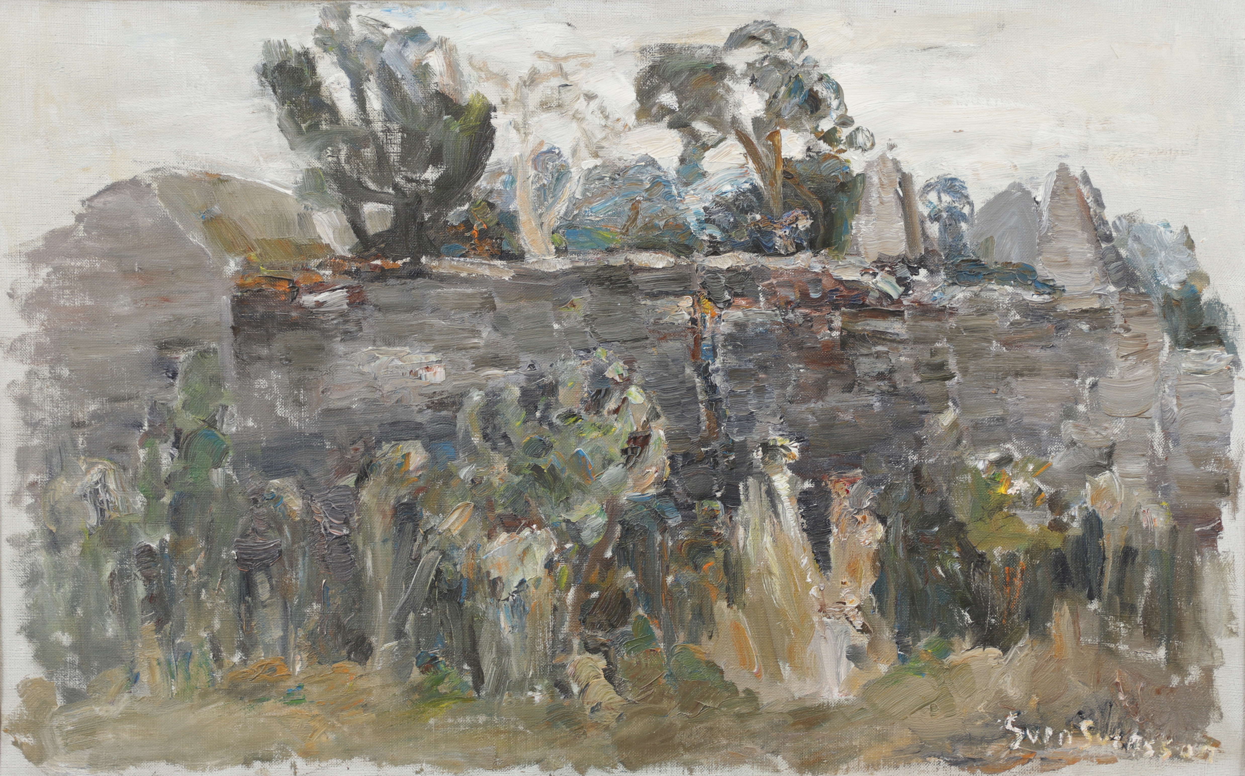 SVEN SVENSSON. "Den grå gården, Ölands Segerstad", olja på duk, signerad.