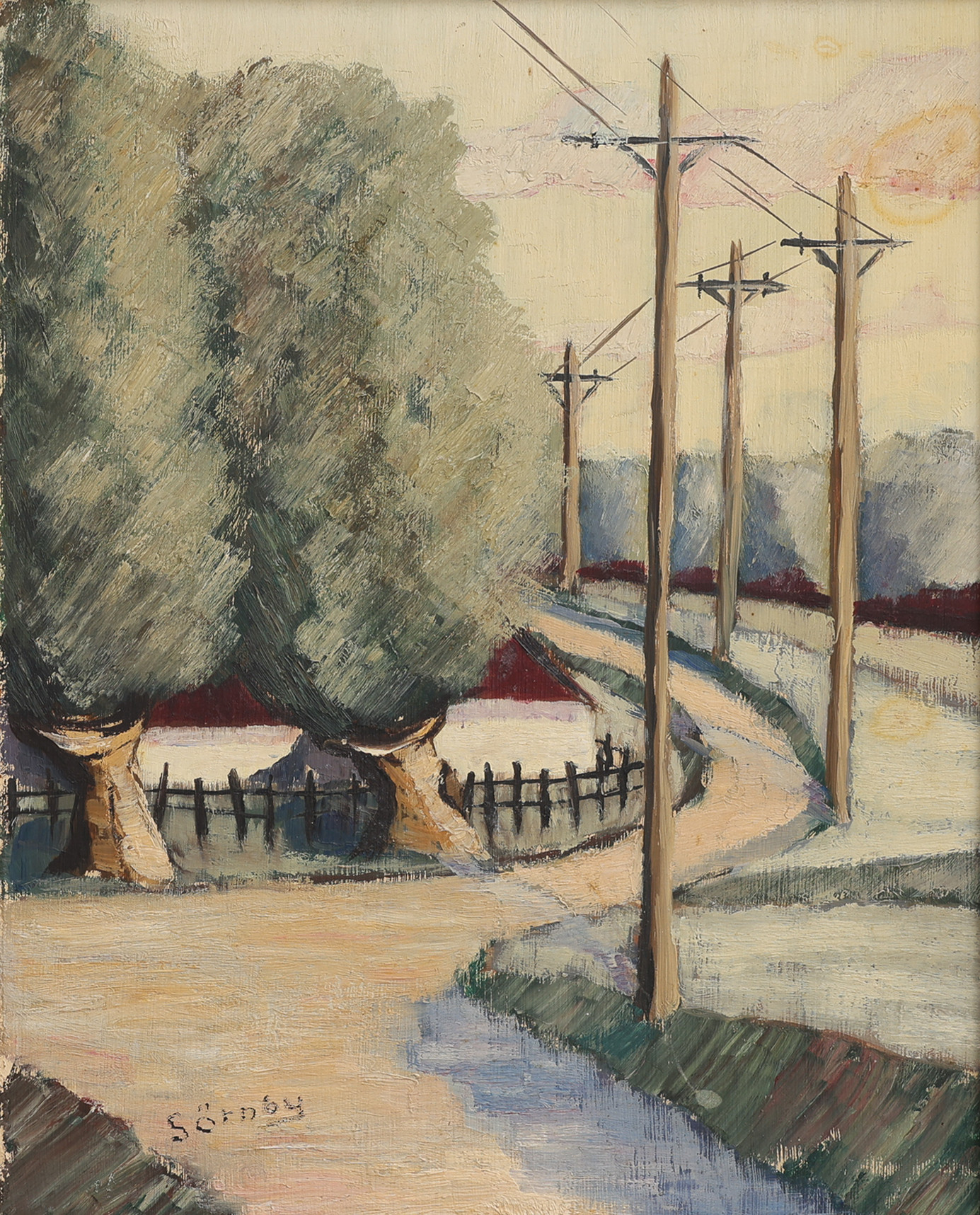 BROR SÖRNBY (1903-1985), olja, landsväg, signerad.