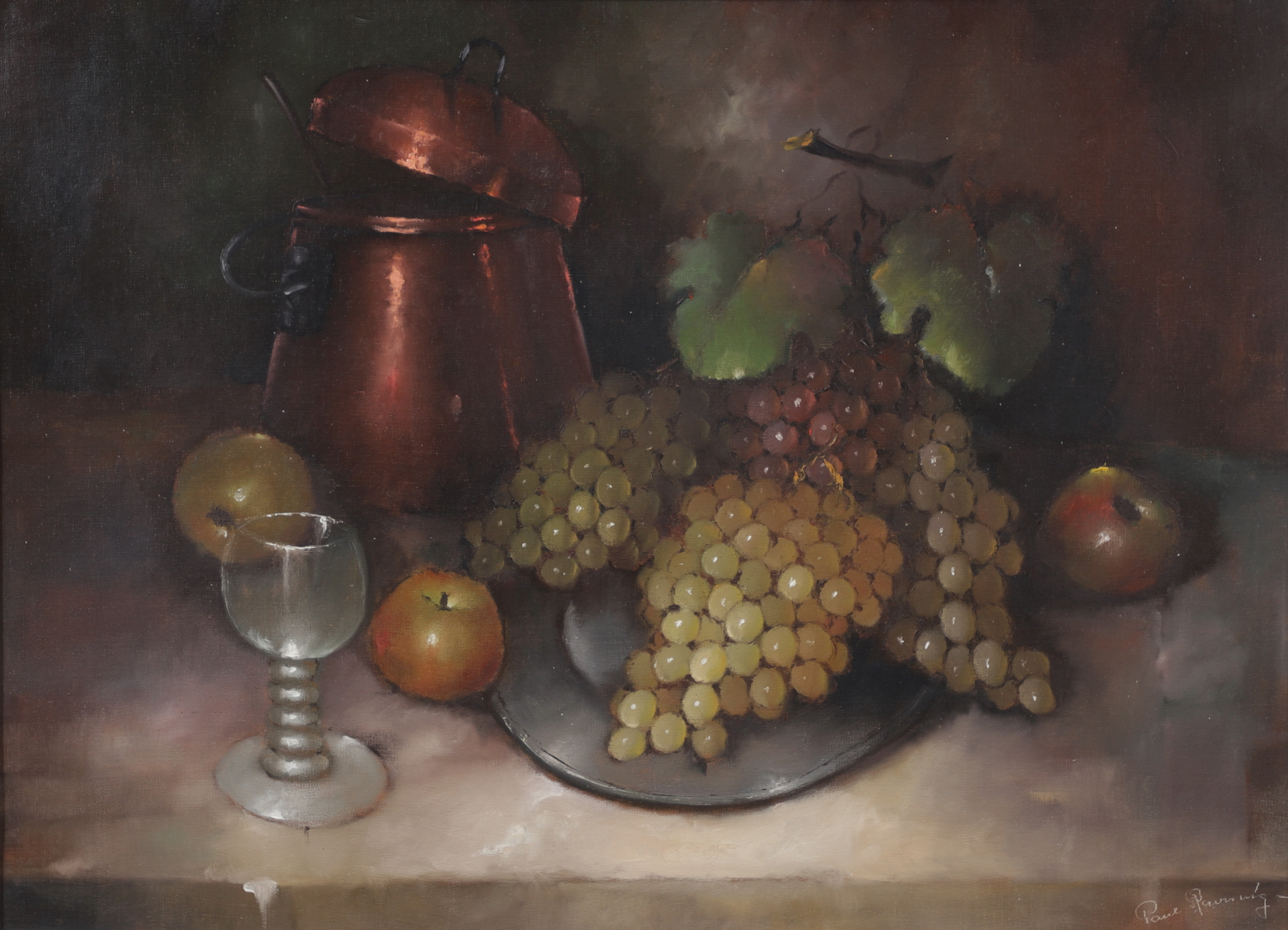 PAUL RAVNING. Stilleben, olja på duk, signerad.