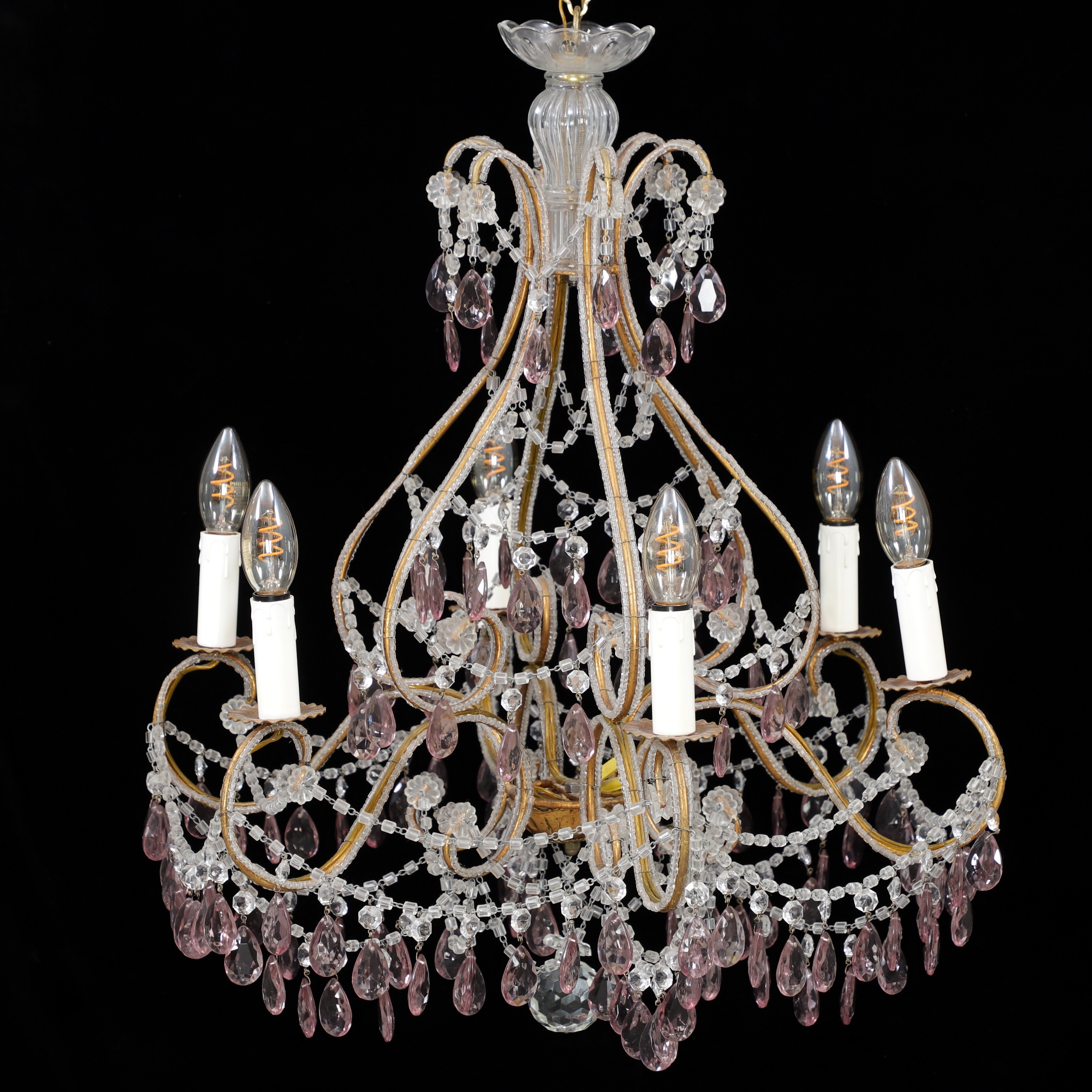 LJUSKRONA, glas/metall, 1900-talets första hälft.