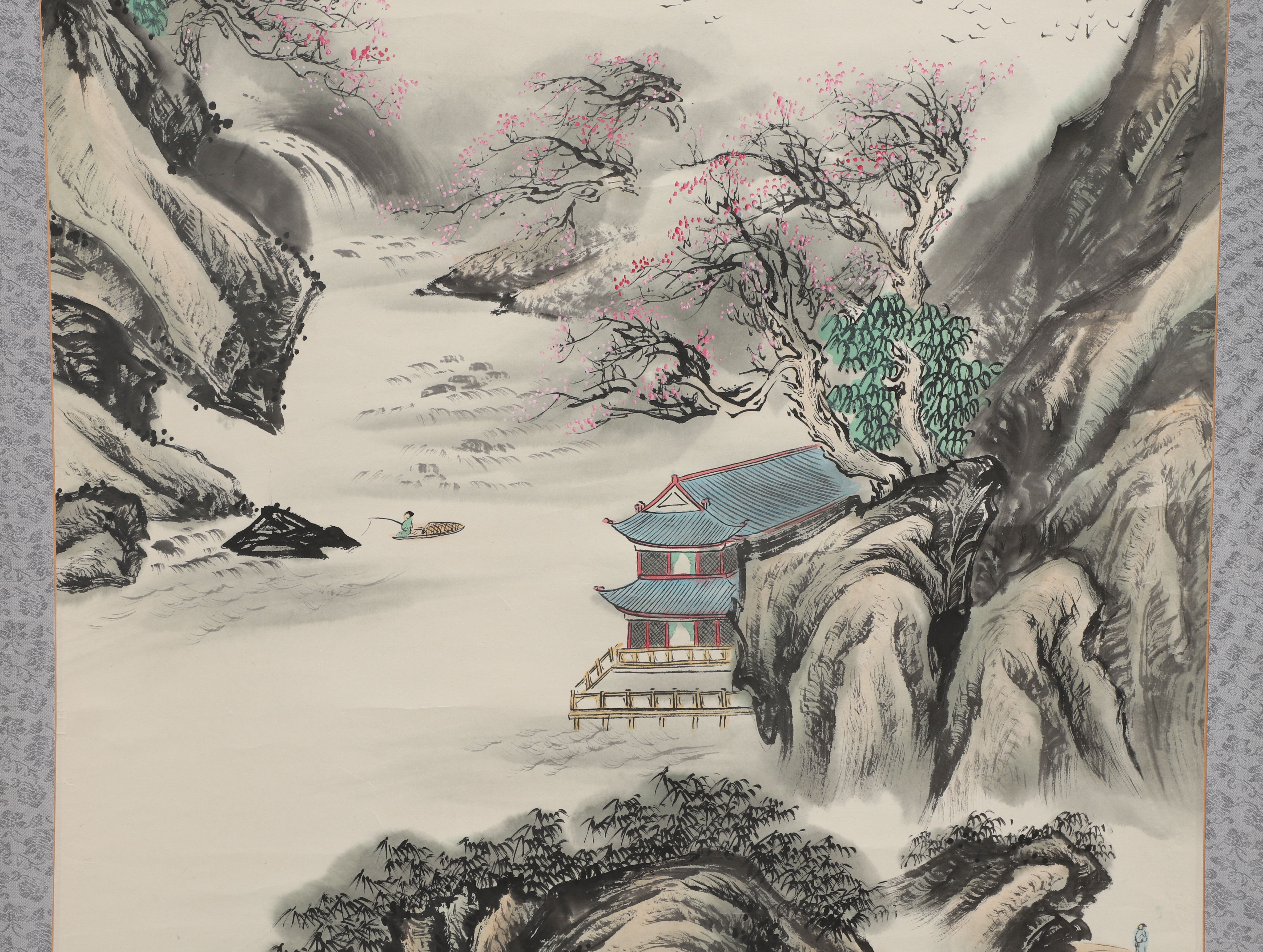 RULLMÅLNING, bergslandskap, signerad, Kina, 1900-tal.