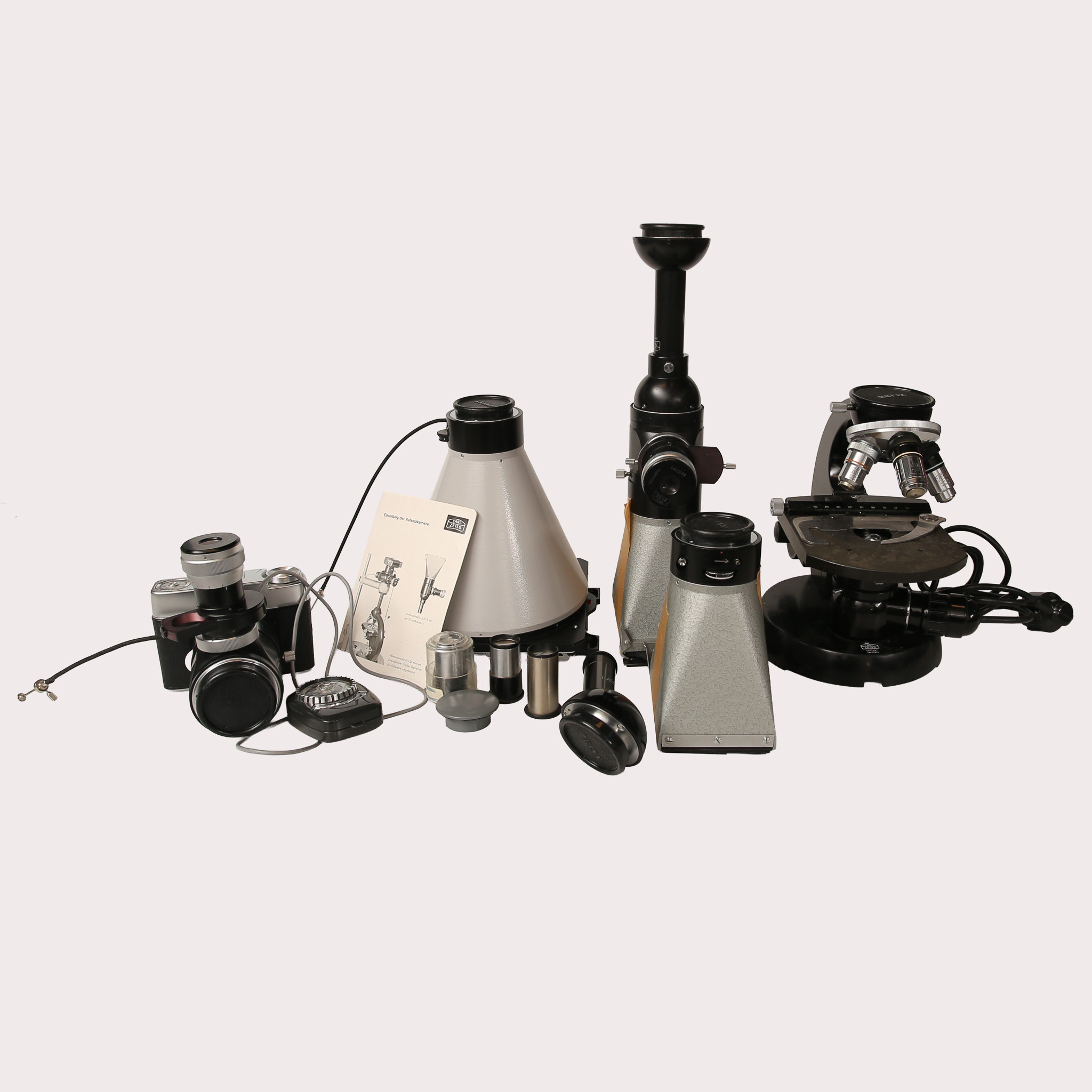 CARL ZEISS, KAMERAMIKROSKOP mm, 10 delar totalt.