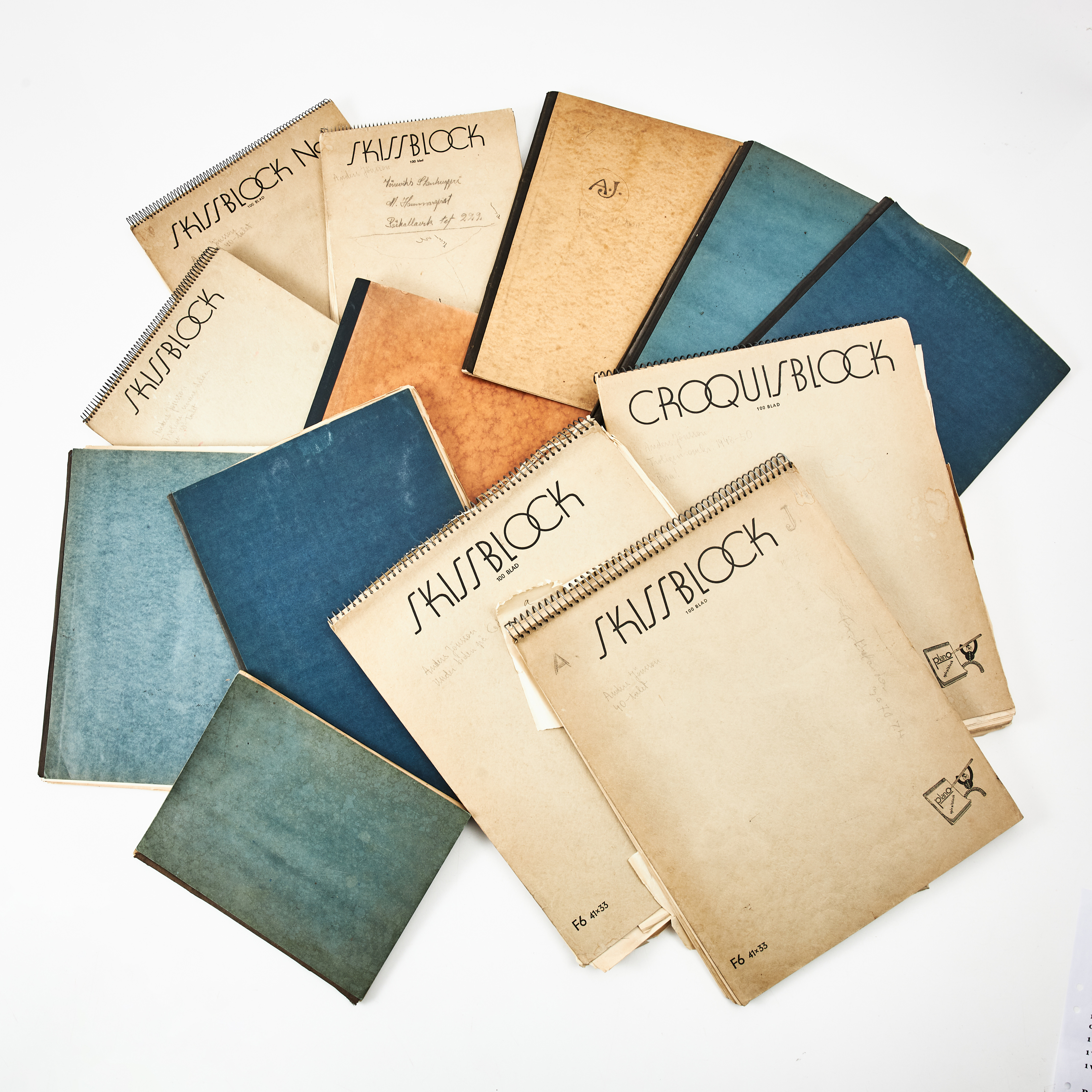 ANDERS JÖNSSON (1883-1965) 15 skissböcker och -block, 1920-1940-tal.