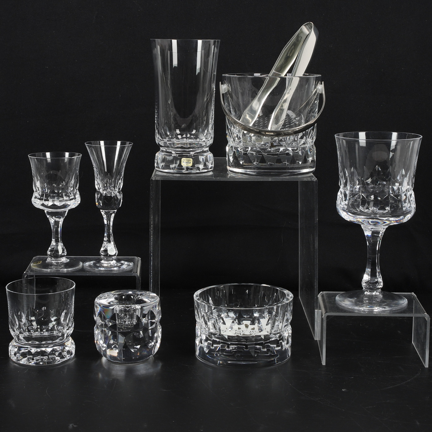 GÖRAN WÄRFF. Glasservisdelar, 63 st, kristall, "Prince", Kosta Boda.